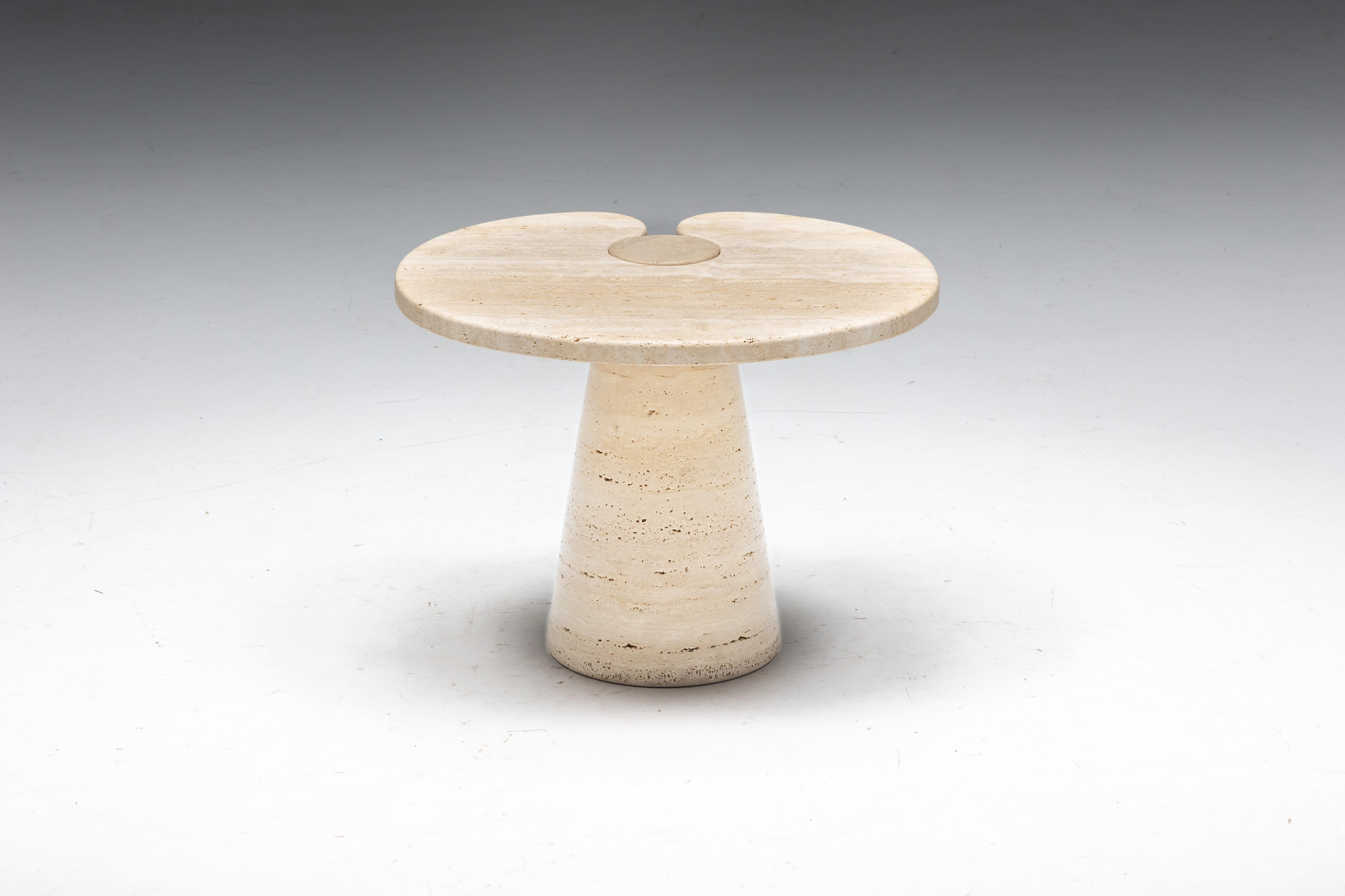 Mid-Century Modern Travertine Side Tables by Angelo Mangiarotti, Italy, 1970s For Sale