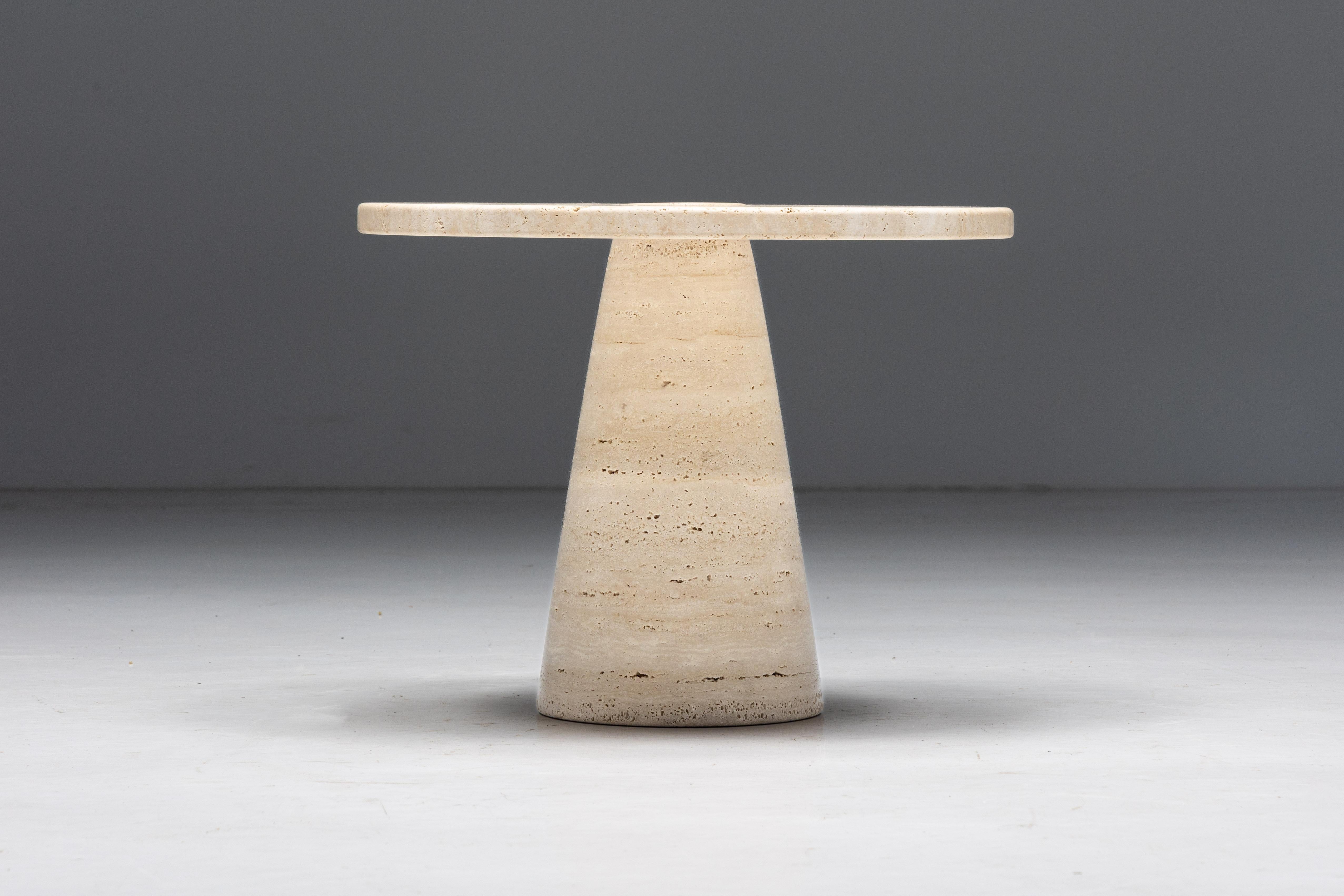 Travertine Side Tables by Angelo Mangiarotti, Italy, 1970s For Sale 1