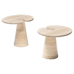 Travertine Side Tables by Angelo Mangiarotti, Italy, 1970s