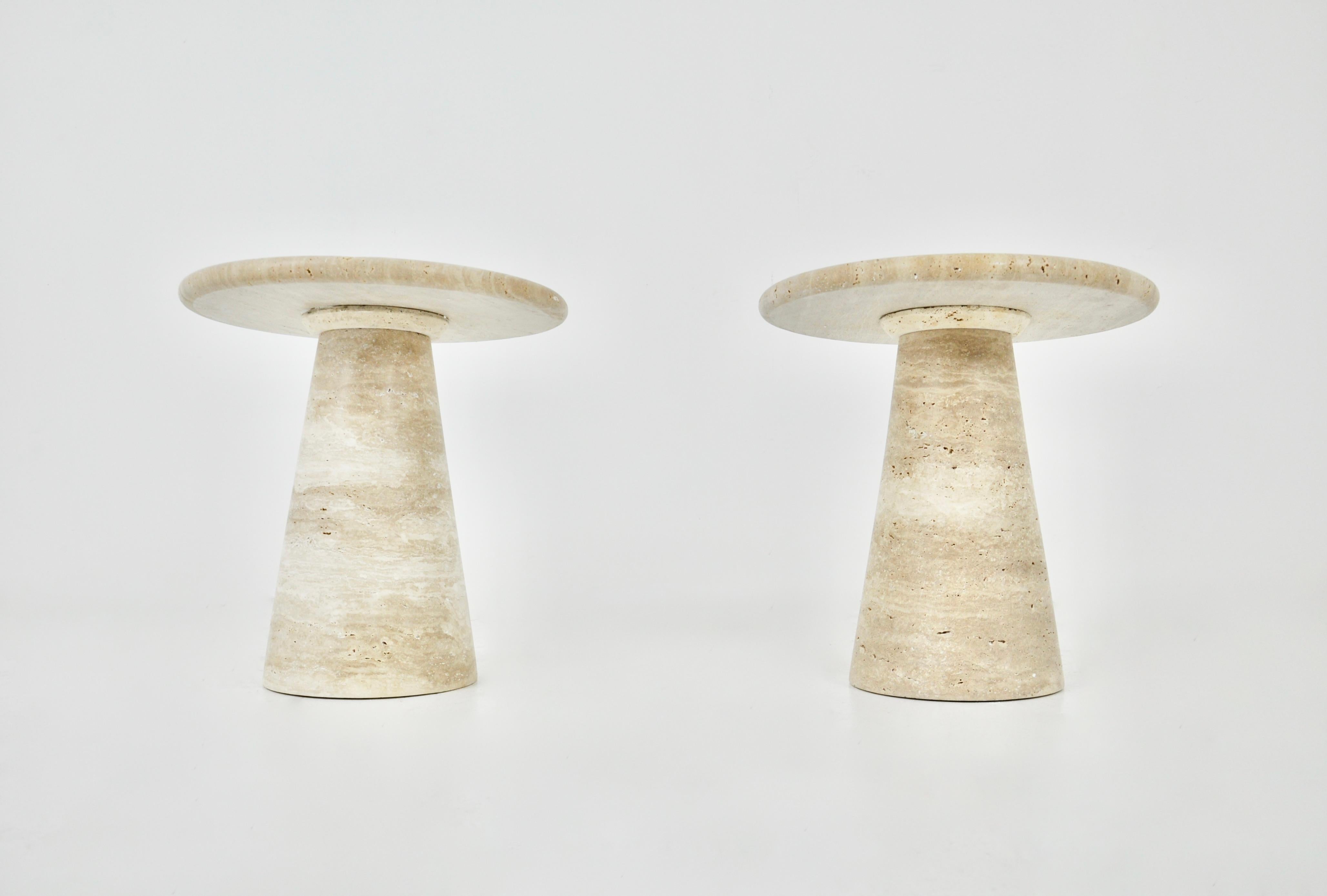 Travertine Side Tables, Set of 2 1