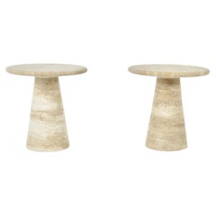 Travertine Side Tables, Set of 2