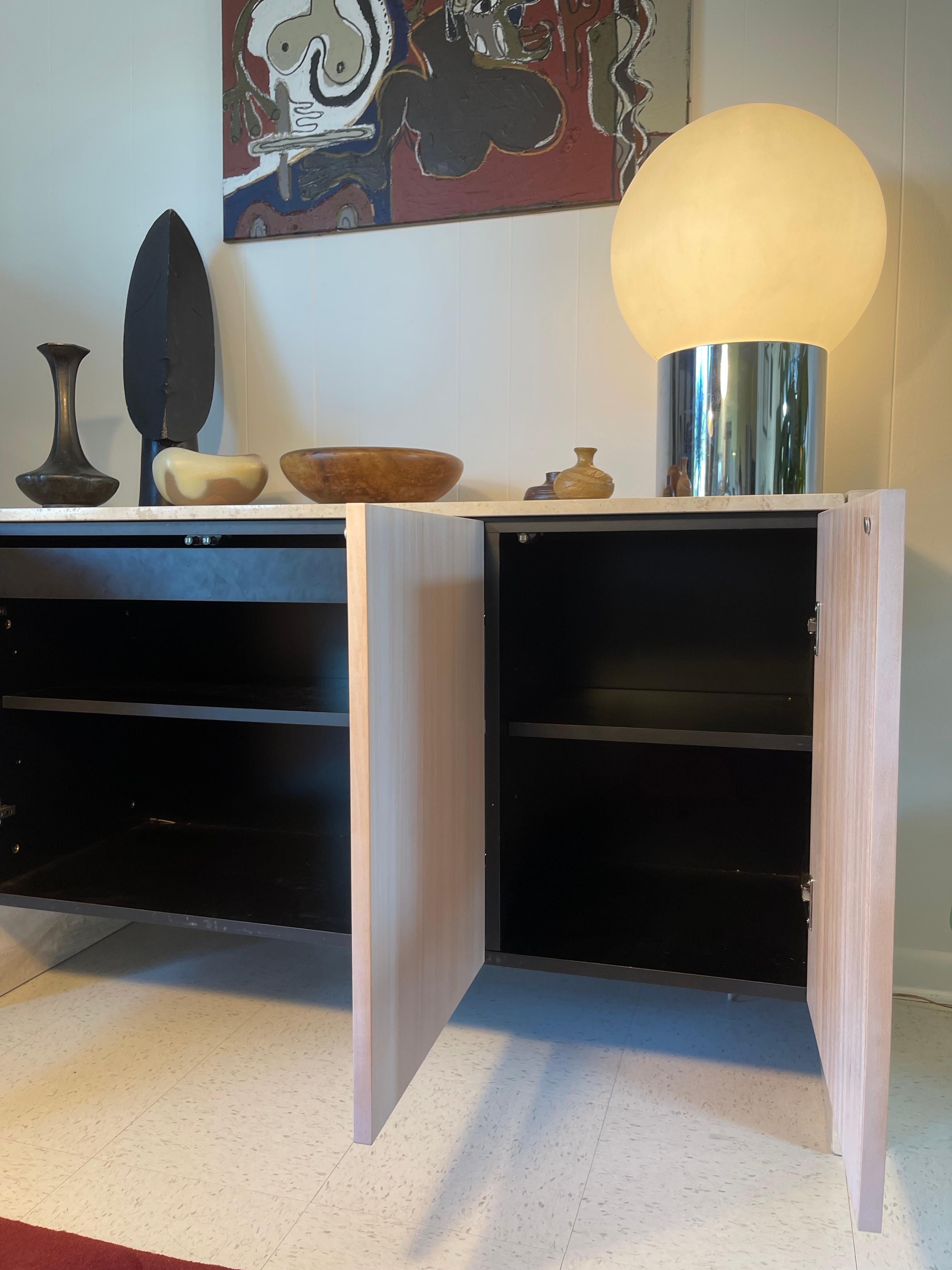 Travertine Sideboard Cabinet by Stone International, Italy, 1980s, Signed For Sale 4