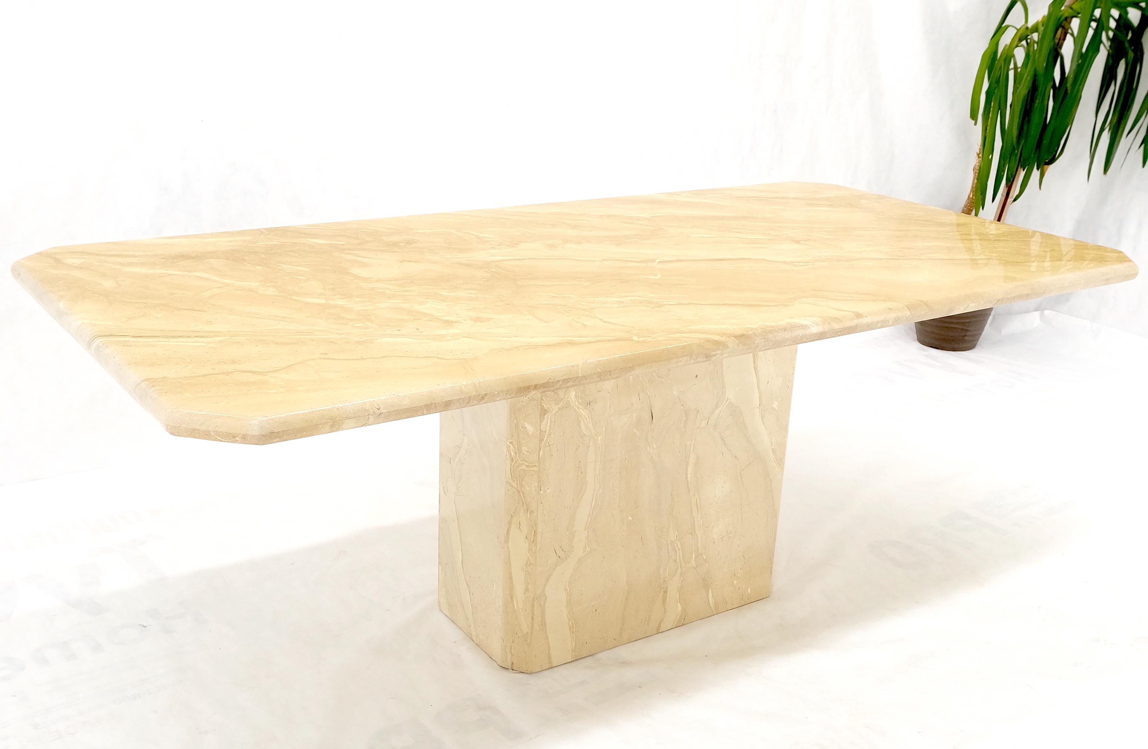 Travertine Single Pedestal Base Mid-Century Modern Dining Conference Table MINT! For Sale 5