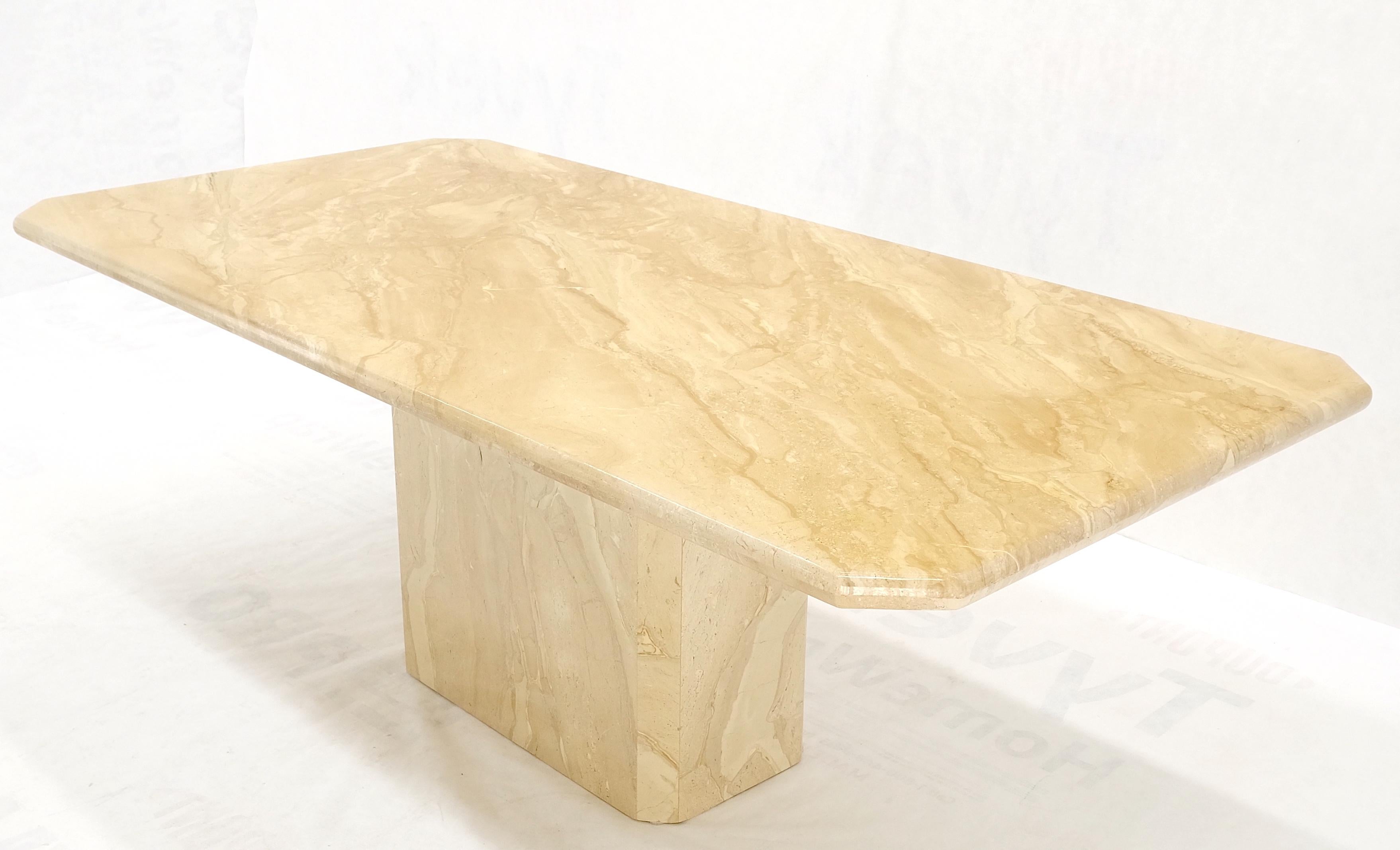 Travertine Single Pedestal Base Mid-Century Modern Dining Conference Table MINT! For Sale 7