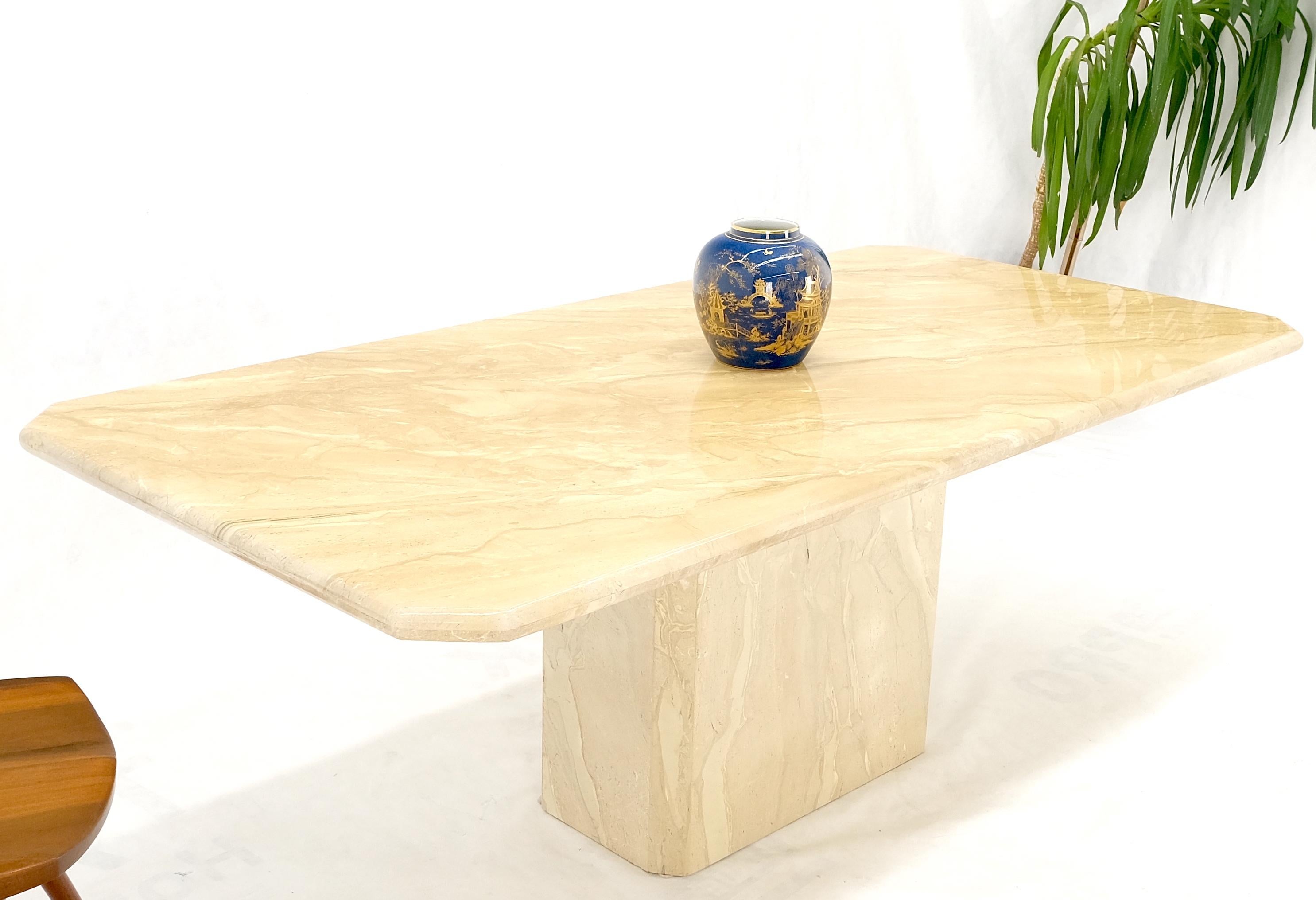 Travertine Single Pedestal Base Mid-Century Modern Dining Conference Table MINT! For Sale 8