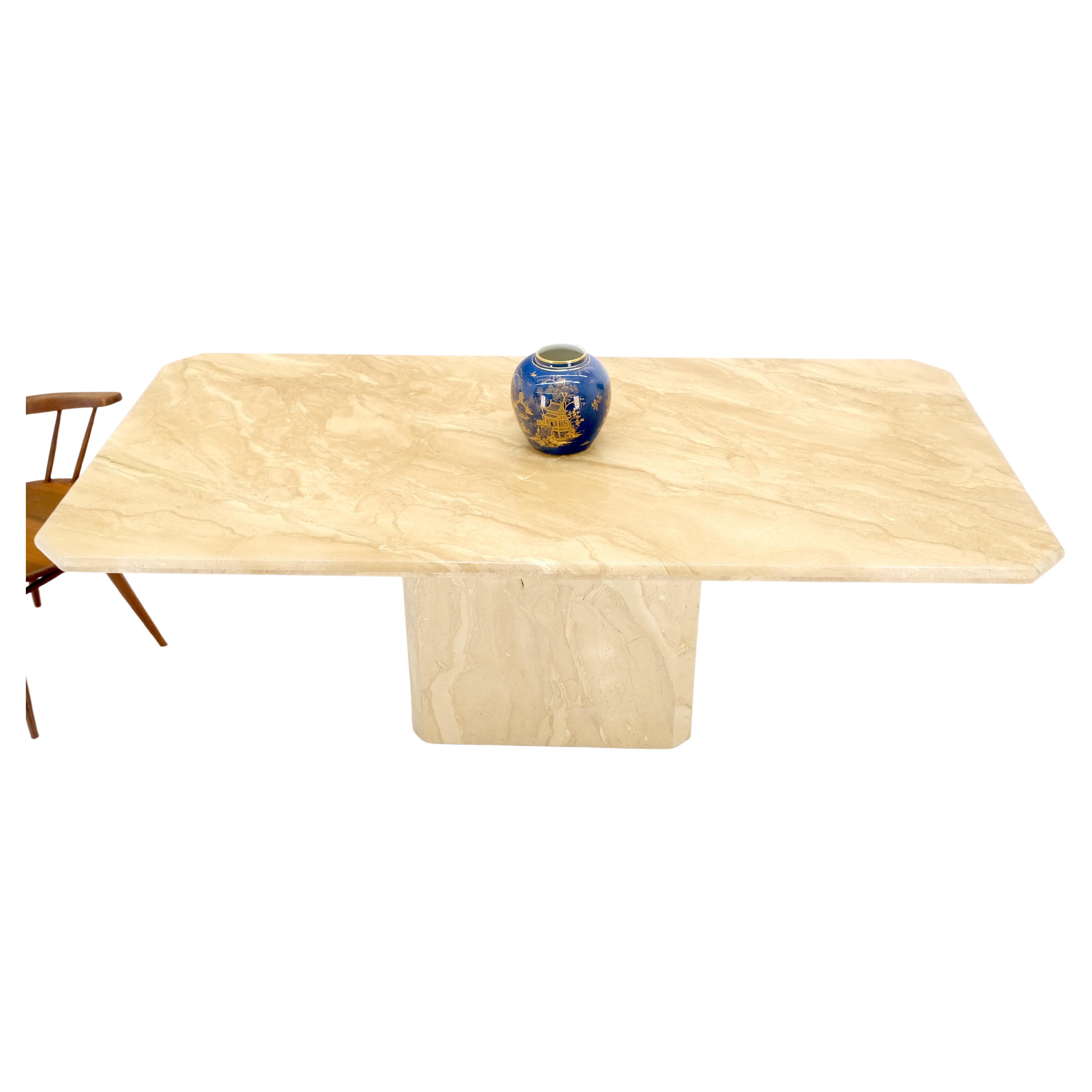 Travertine Single Pedestal Base Mid-Century Modern Dining Conference Table MINT! For Sale 1