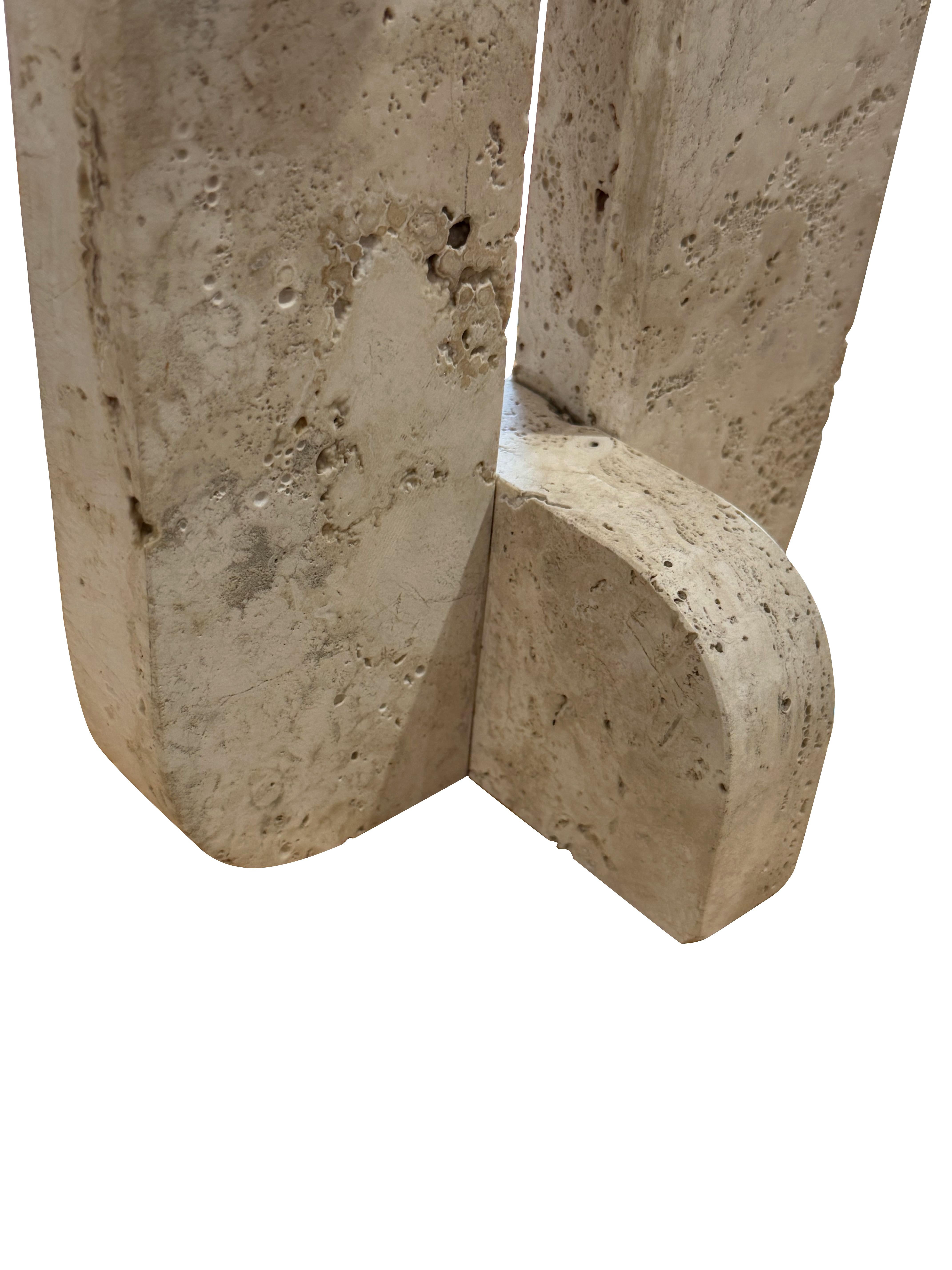 20th Century Travertine Single Pieced Puzzle Design Lamp, Italy, Mid Century For Sale