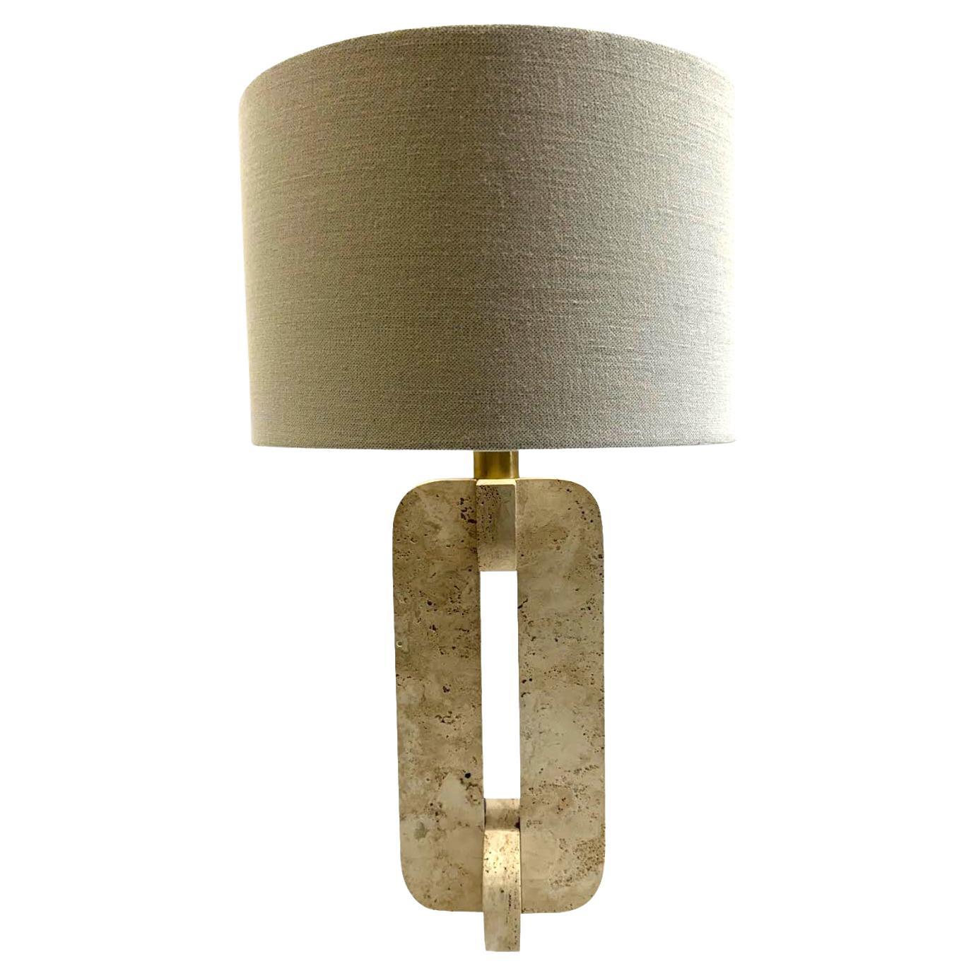 Travertine Single Pieced Puzzle Design Lamp, Italy, Mid Century For Sale