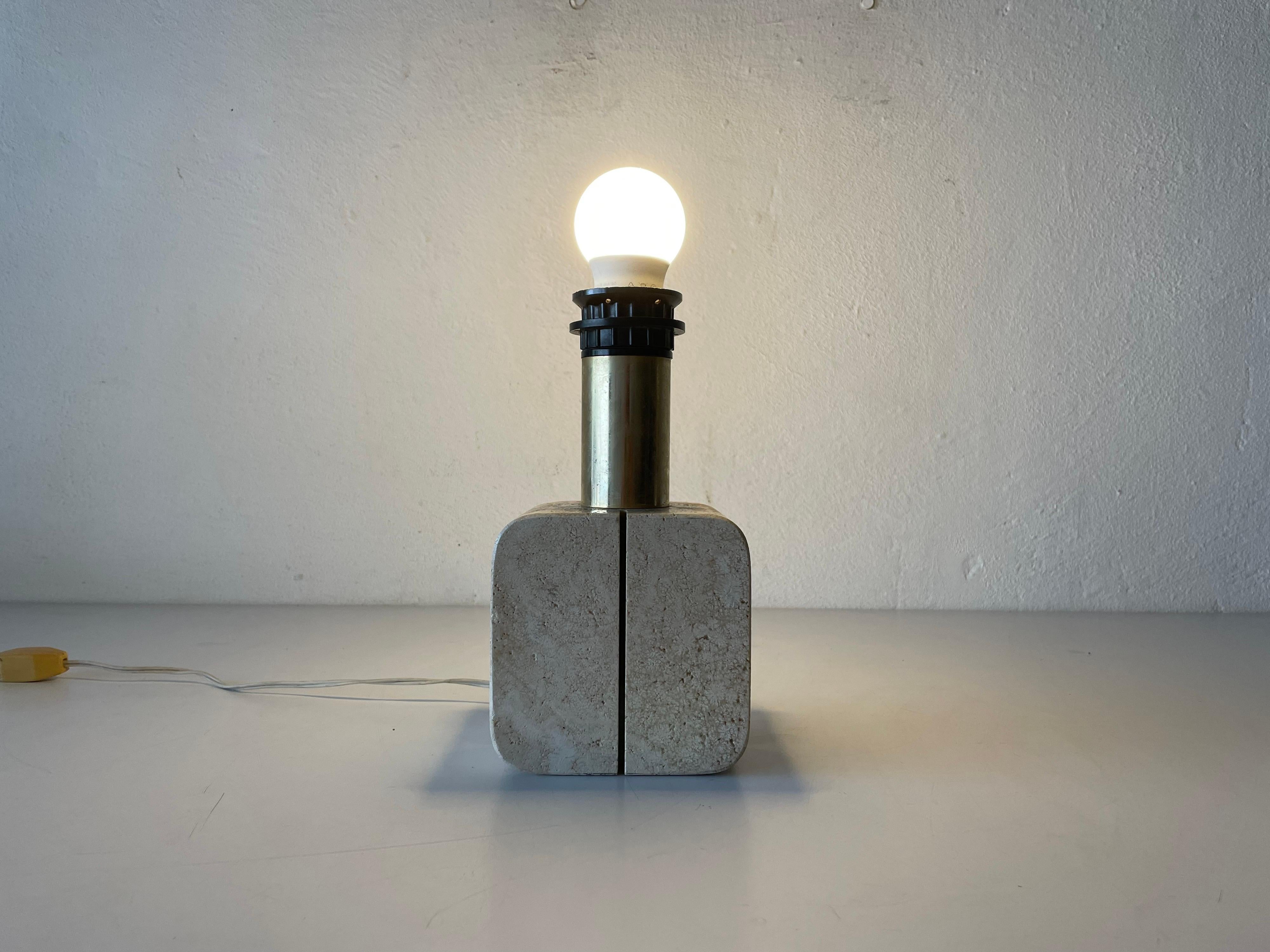 Travertine Small Nightstand Lamp by Nucleo Sormani, 1970s, Italy 4