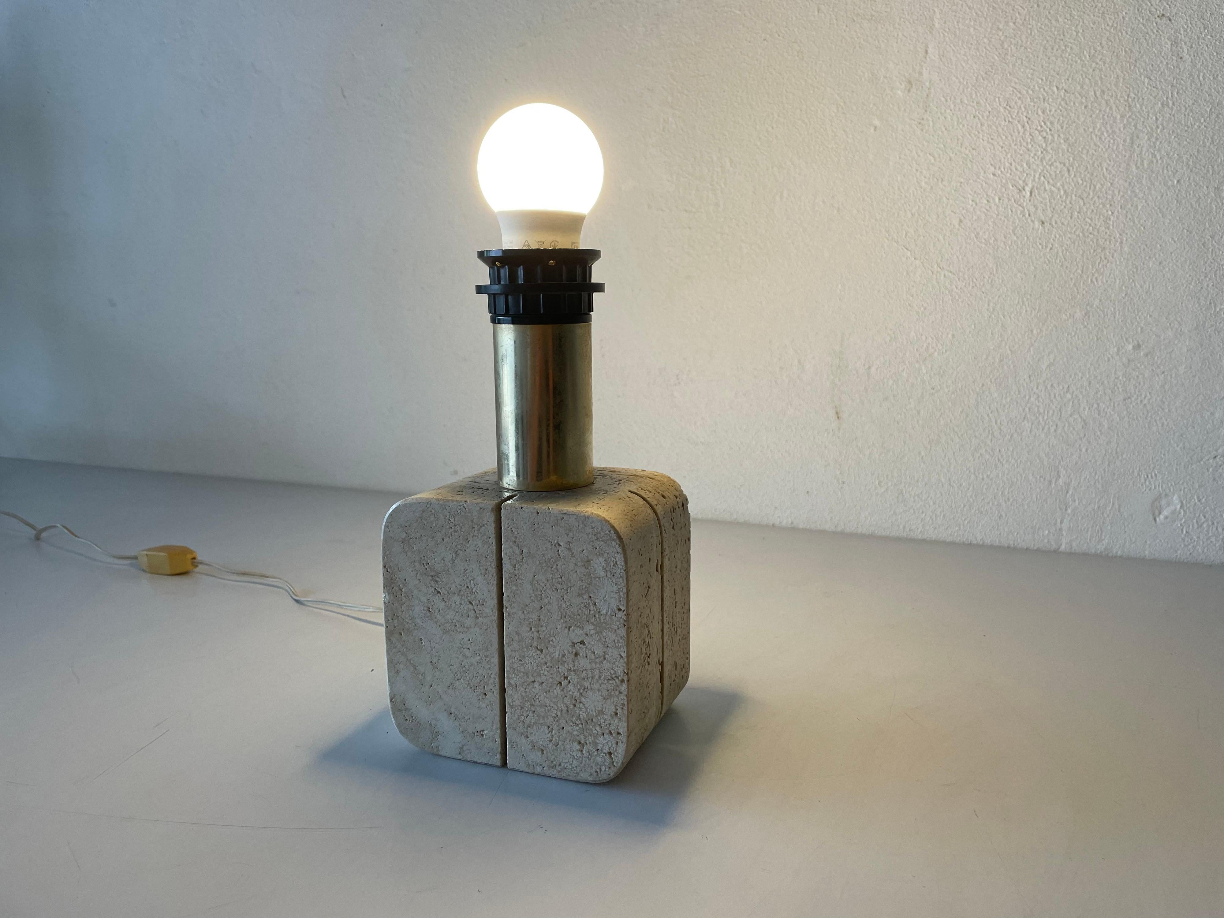 Travertine Small Nightstand Lamp by Nucleo Sormani, 1970s, Italy 5