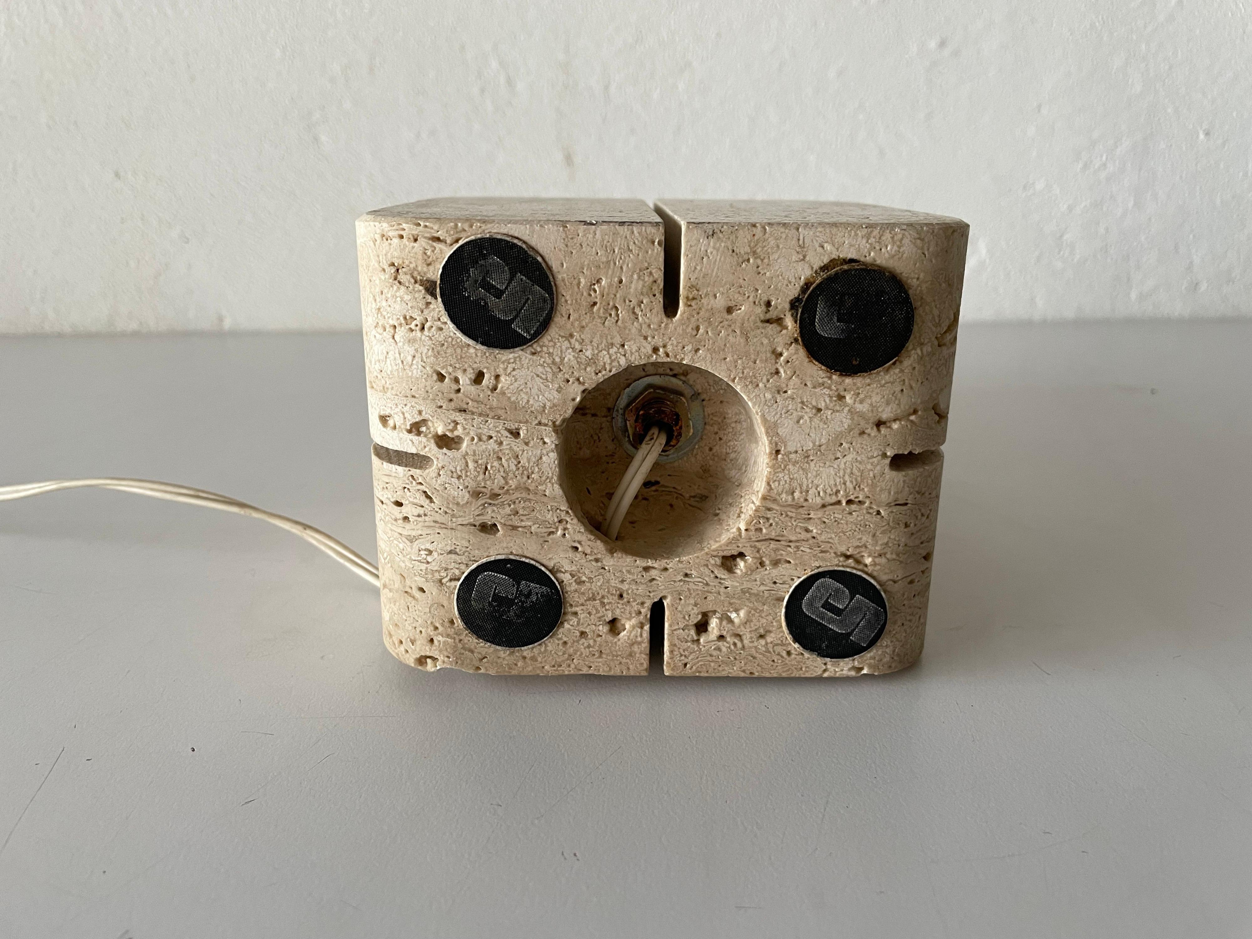 Travertine Small Nightstand Lamp by Nucleo Sormani, 1970s, Italy 8