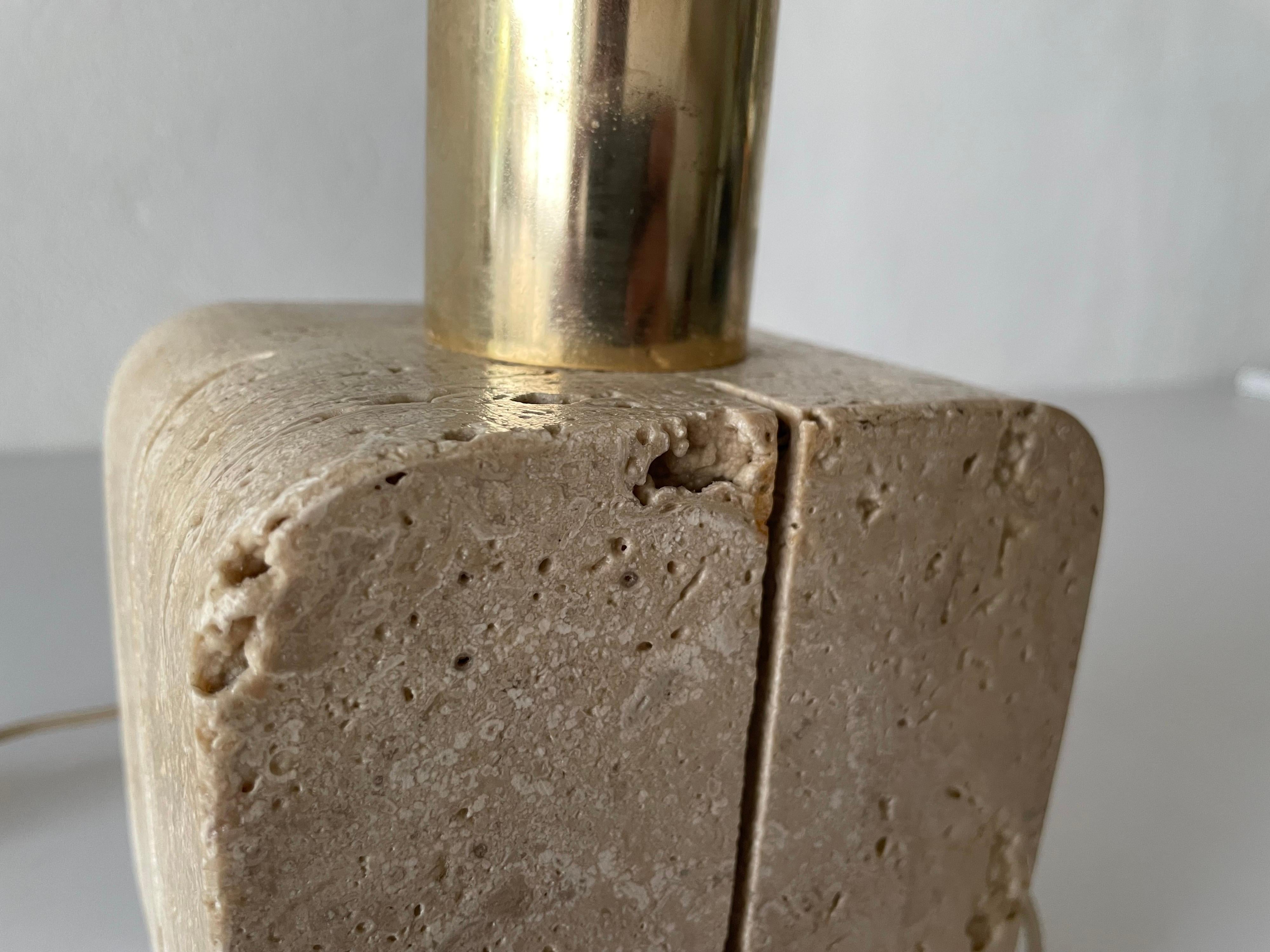 Late 20th Century Travertine Small Nightstand Lamp by Nucleo Sormani, 1970s, Italy