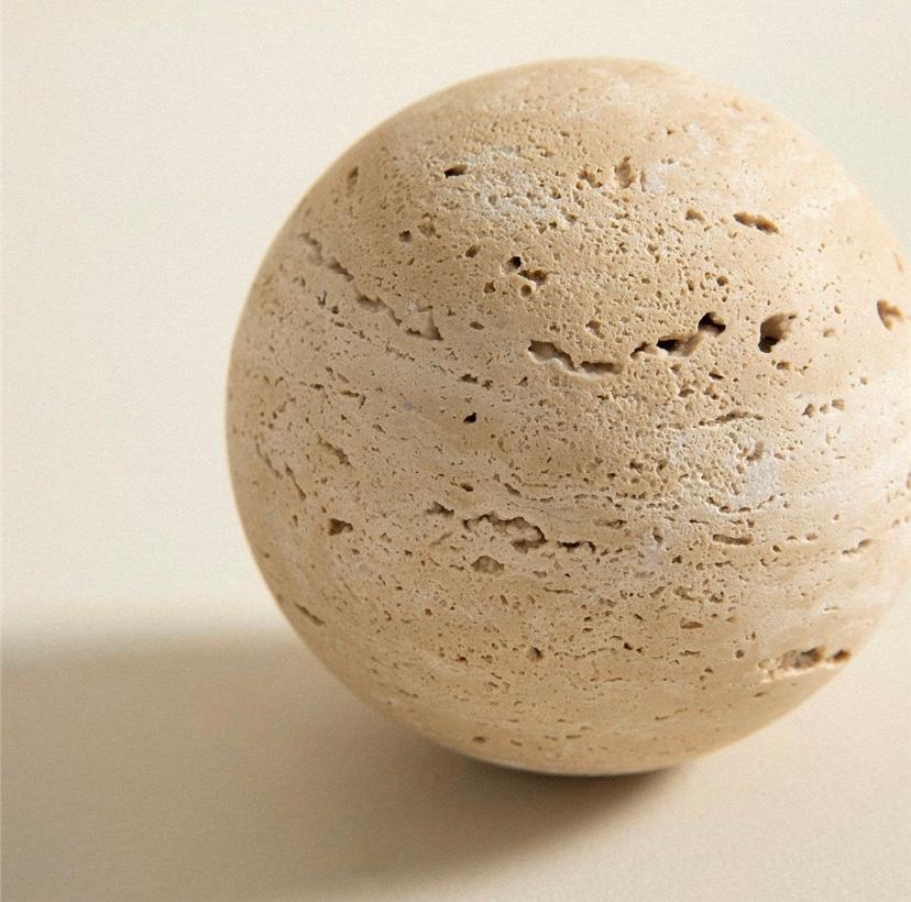 Minimalist TRAVERTINE SPHERE, Sahi Natural Stone Ball, Book Shelf and Coffee Table Decor For Sale