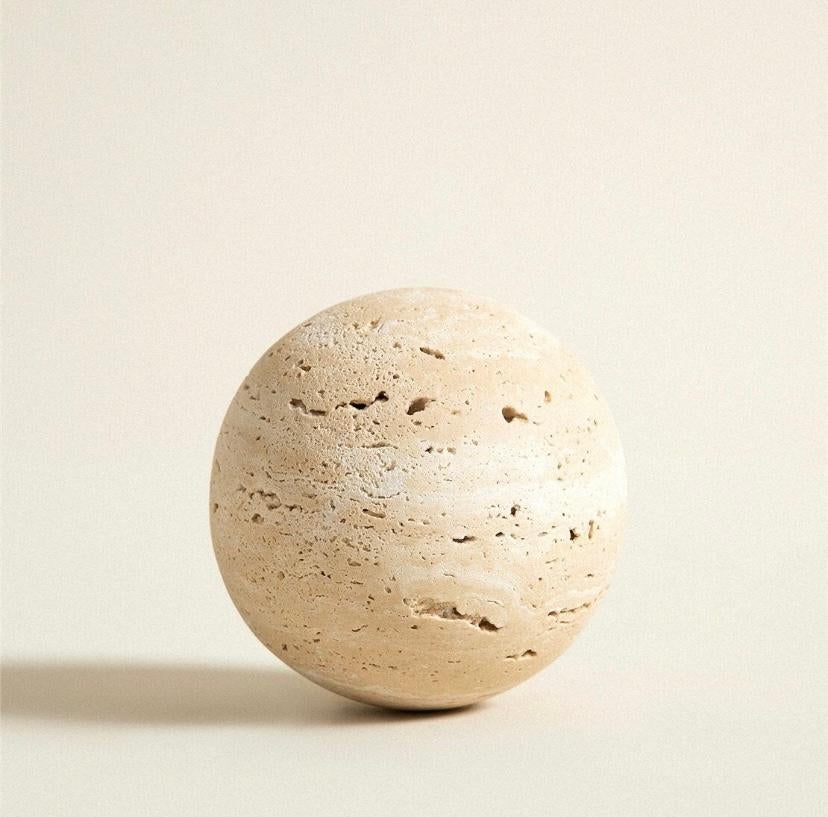 Hand-Crafted TRAVERTINE SPHERE, Sahi Natural Stone Ball, Book Shelf and Coffee Table Decor For Sale