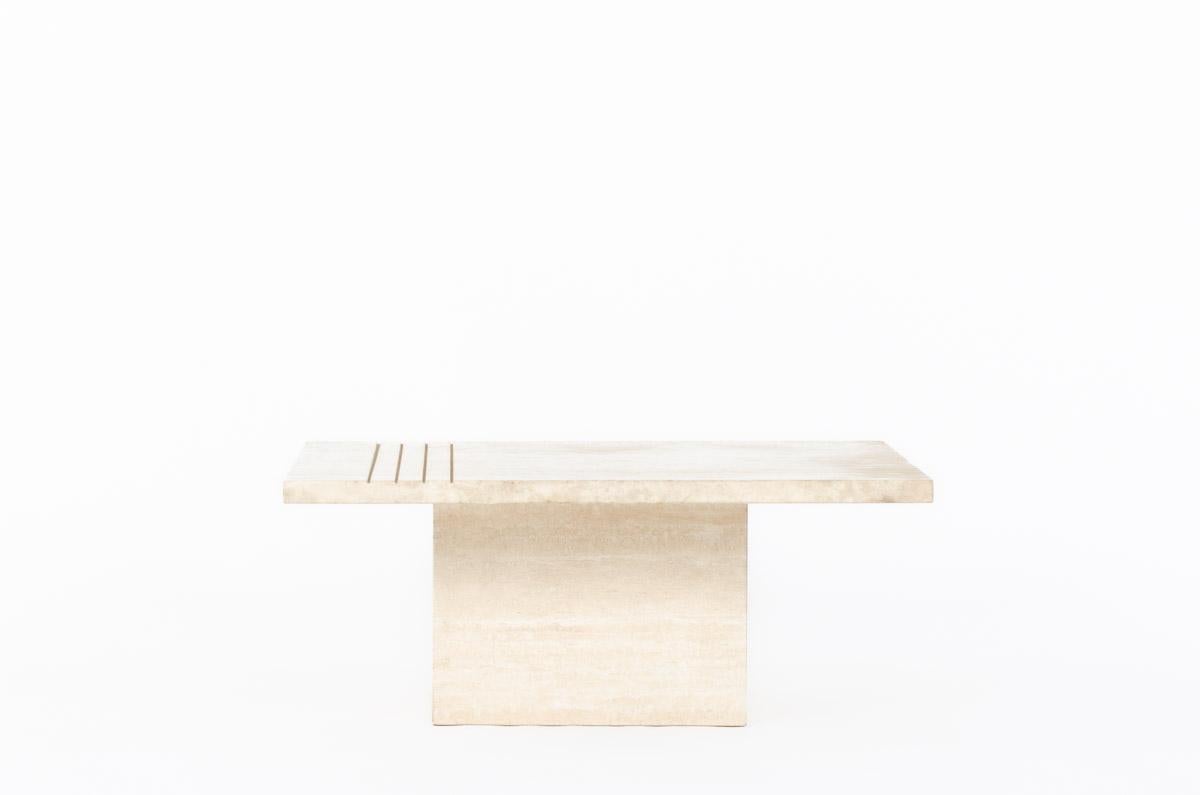 Coffee table from the 80s
Base and square top, all in beige travertine.