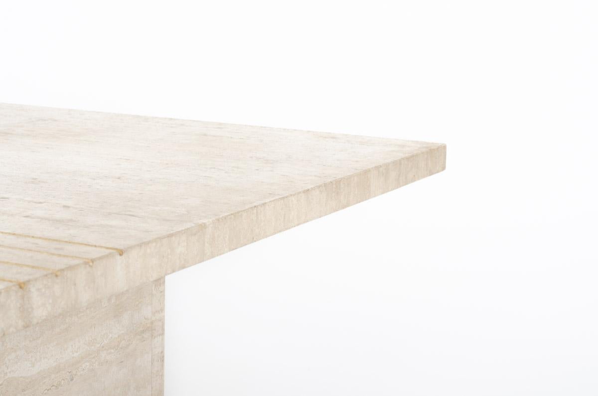 Travertine Square Coffee Table, 1980 For Sale 3
