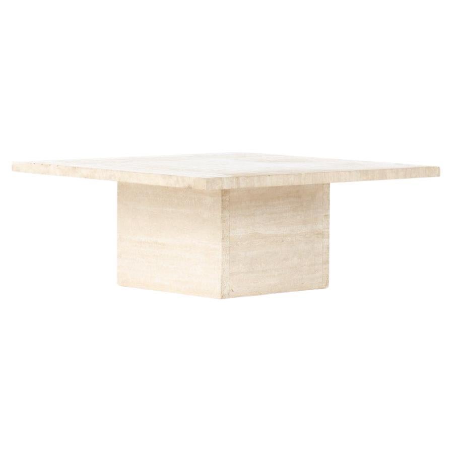 Travertine Square Coffee Table, 1980 For Sale