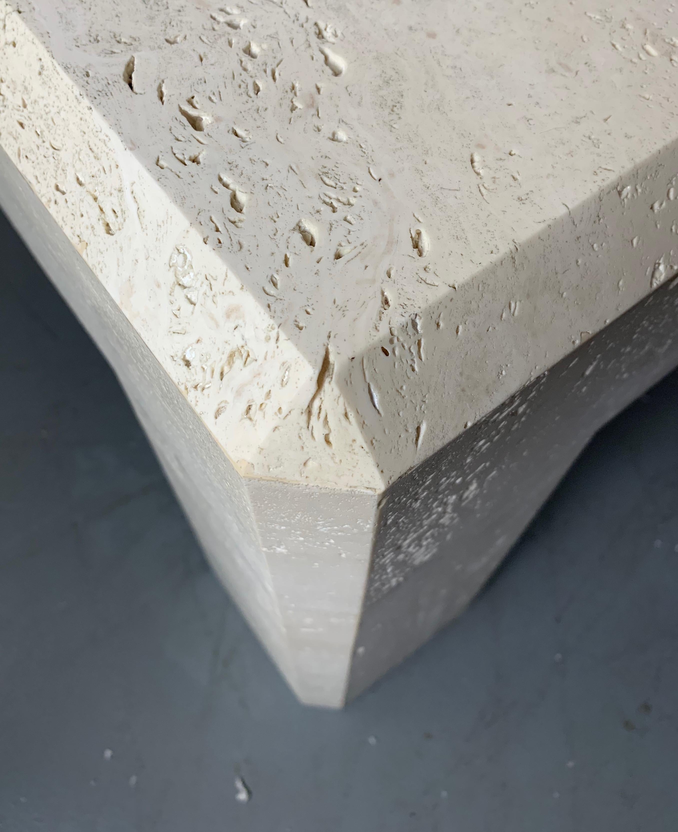 Travertine Square Coffee Table in the Style of Karl Springer Midcentury