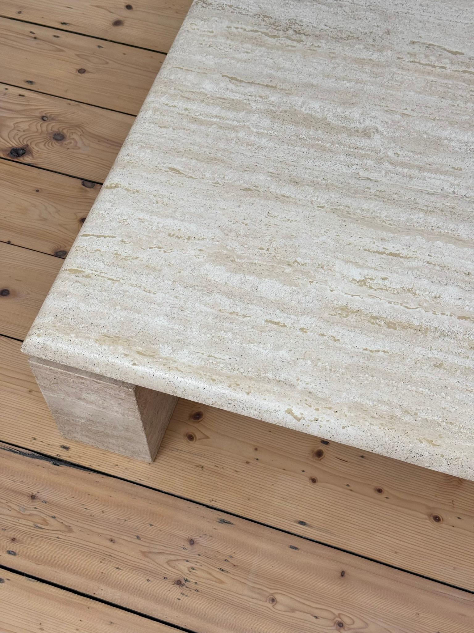 Travertine Square Coffee Table, Italy c. 1970s In Good Condition For Sale In Bristol, GB