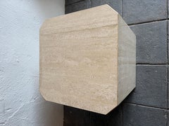 Travertine Square Cube Post Modern side end table or Plinth