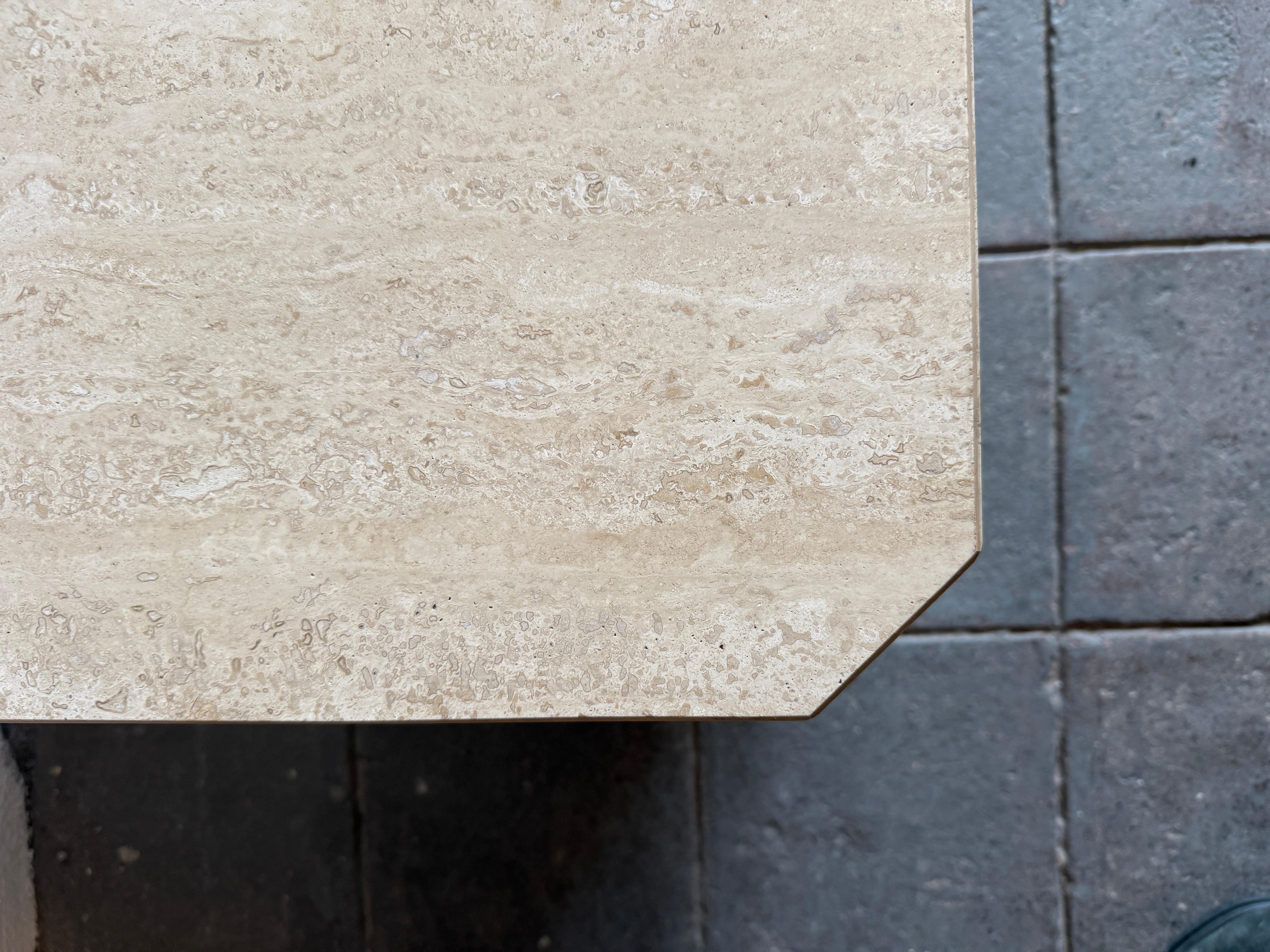 Post-Modern Travertine Square Cube Post Modern side end table or Plinth For Sale