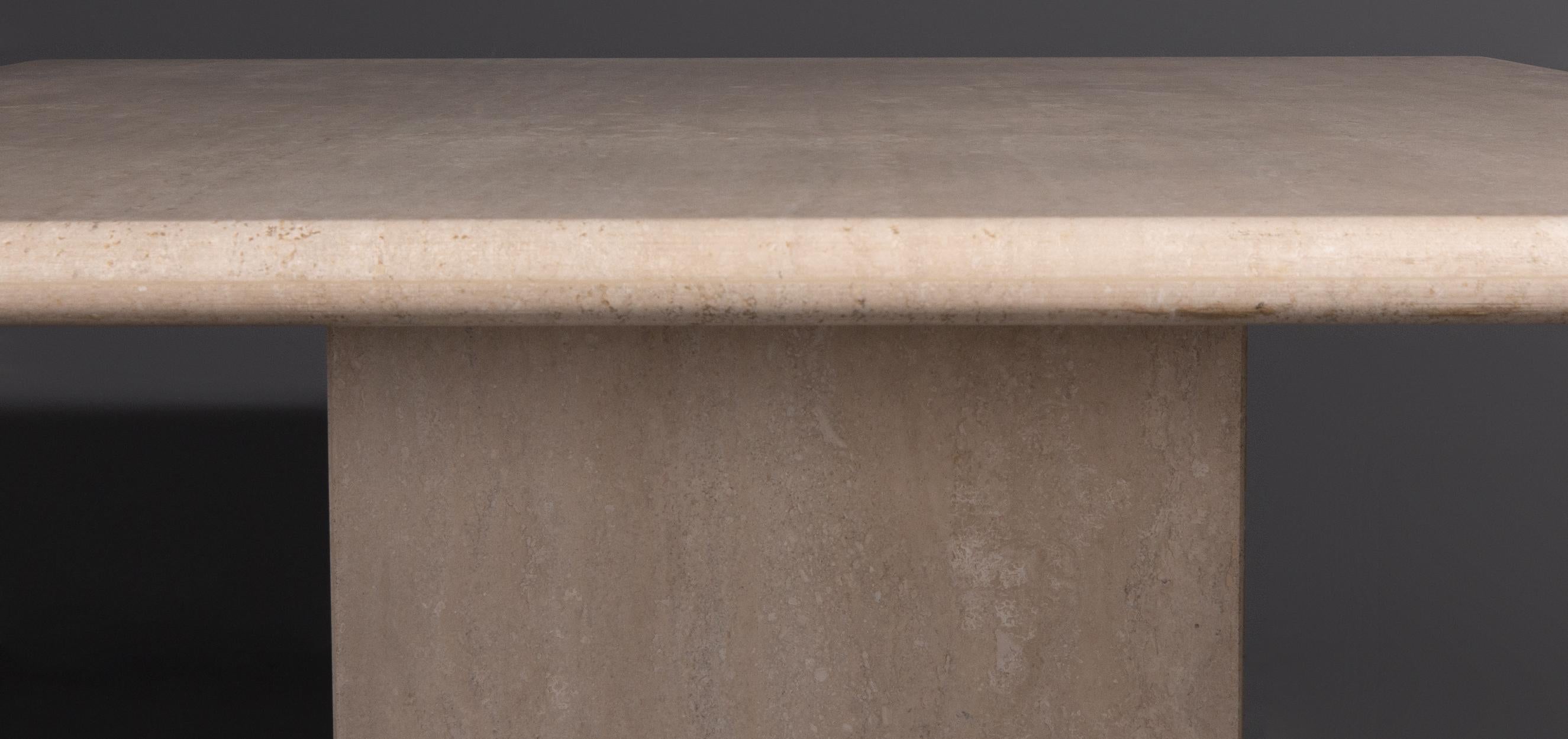 square travertine dining table