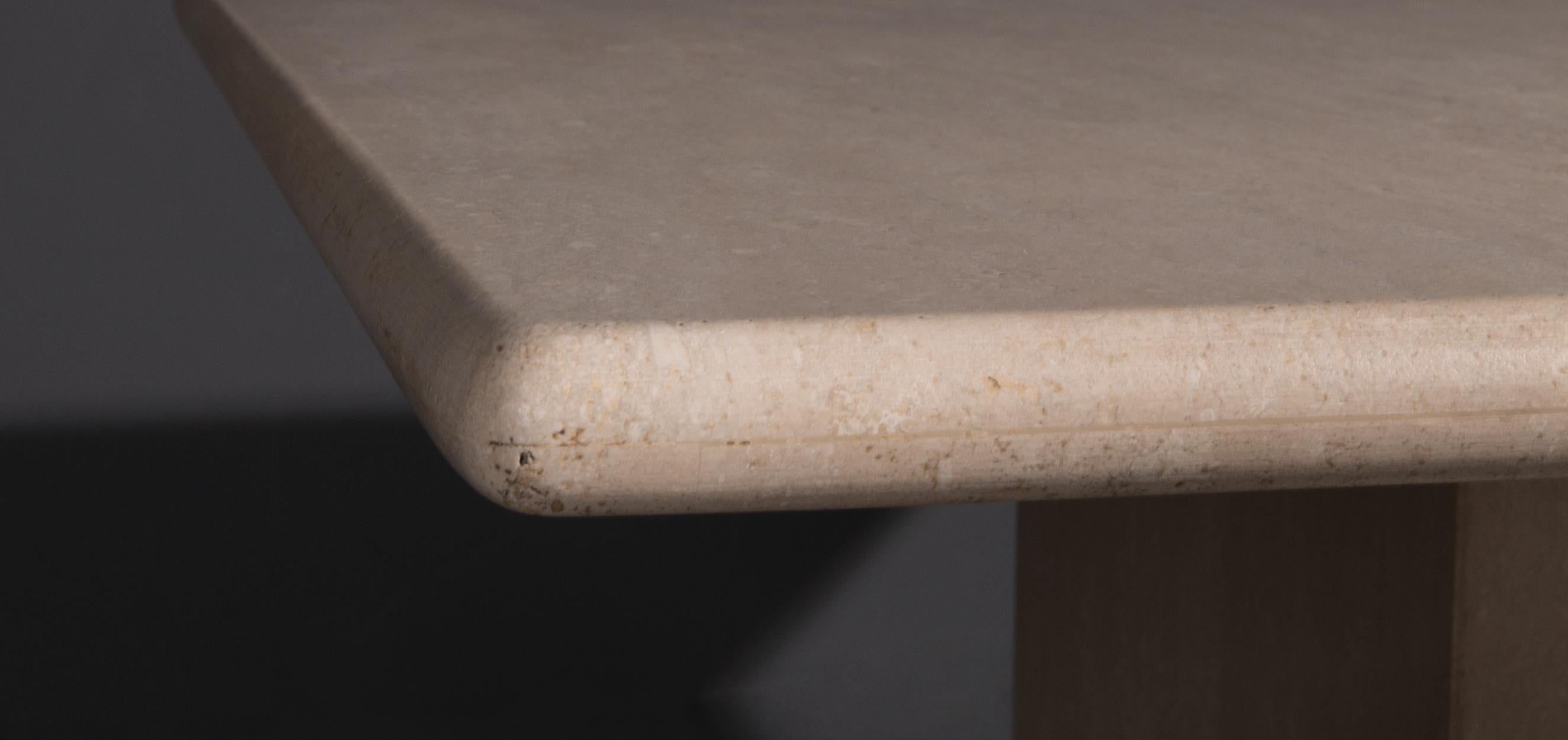 European Travertine Square Dining Table, the 1970s For Sale