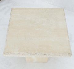 Travertine Square Pedestal Base Coffee Side Occasional Lamp Table