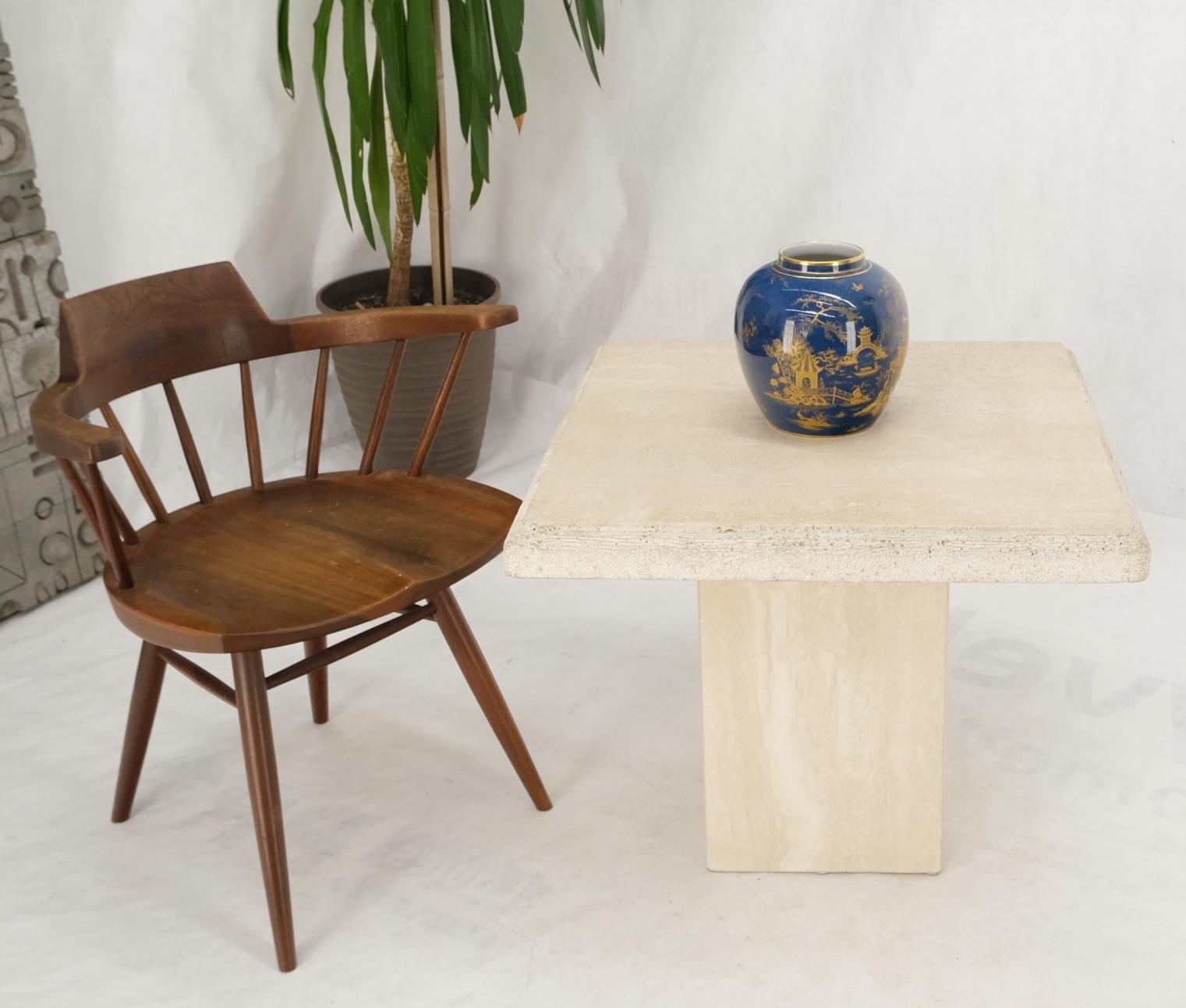 Mid-Century Modern Travertine Square Pedestal Base Coffee Side Occasional Lamp Table For Sale