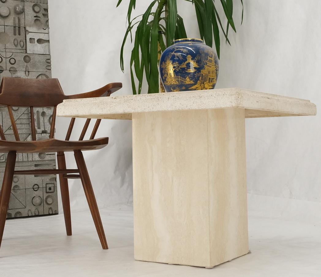 Italian Travertine Square Pedestal Base Coffee Side Occasional Lamp Table For Sale