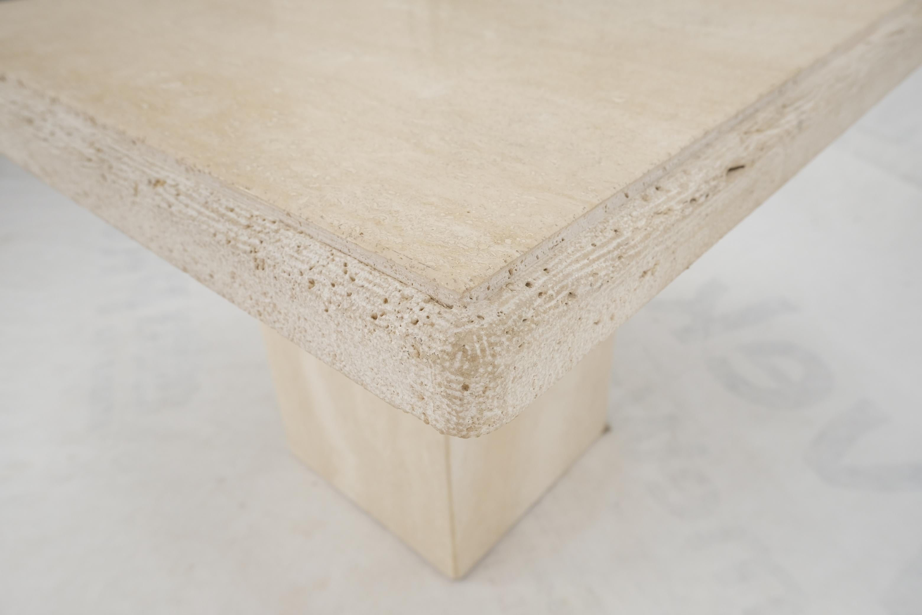 Italian Travertine Square Pedestal Base Coffee Side Occasional Lamp Table For Sale
