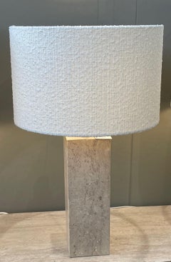Travertine Square Shaped Base Pair Lamps, Netherlands, Contemporary