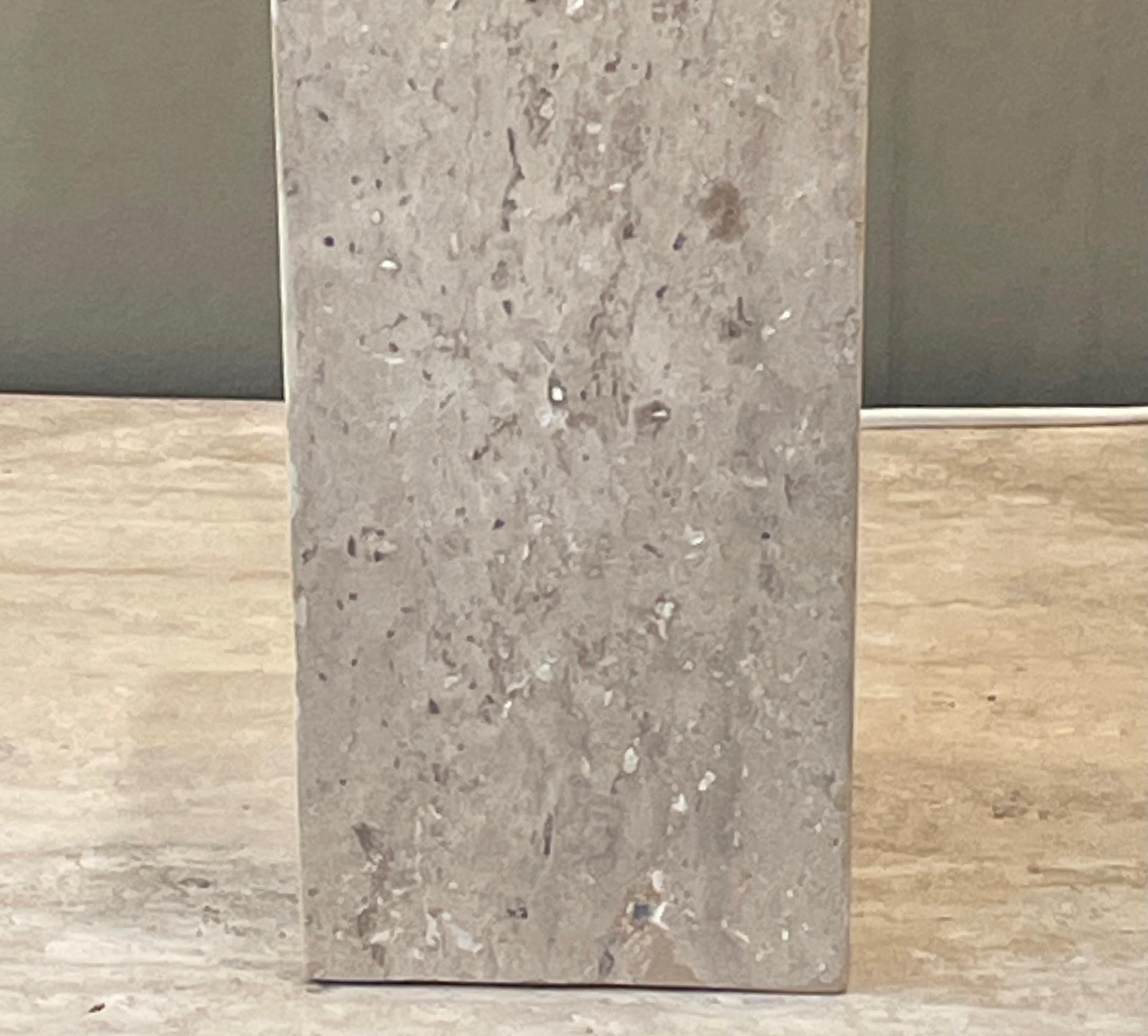 Travertine Square Shaped Base Pair Lamps, Netherlands, Contemporary In New Condition For Sale In New York, NY
