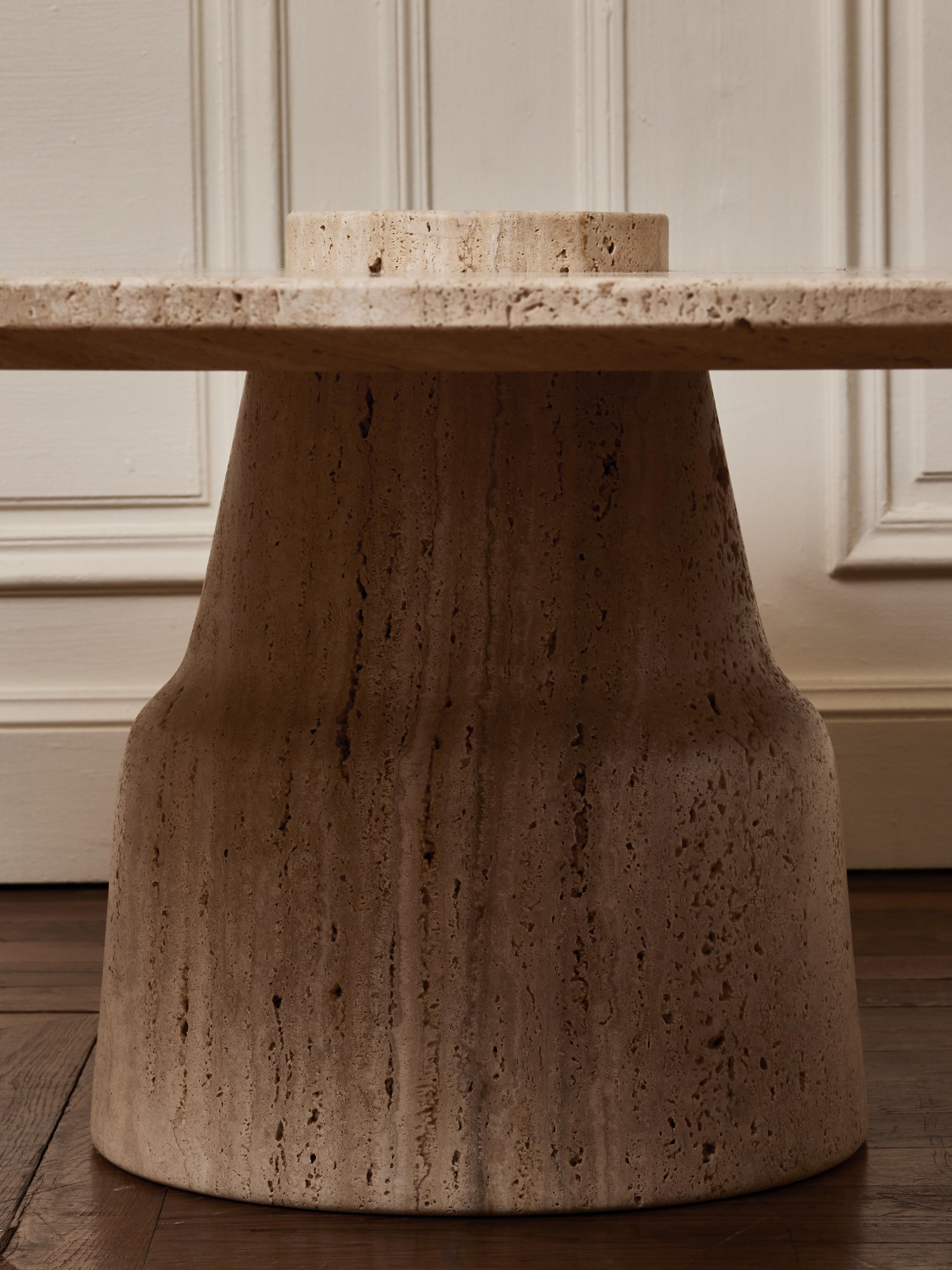 Travertine stone coffee tables by Studio Glustin In Excellent Condition For Sale In Saint-Ouen (PARIS), FR