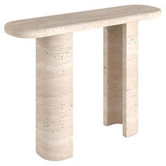 Travertine Stone Console Table - Solid Travertine Accent Hall Table