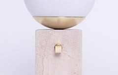 Travertine stone Globe table lamps, brass light switch