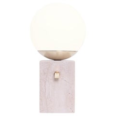 Travertine stone Globe table lamps, brass light switch