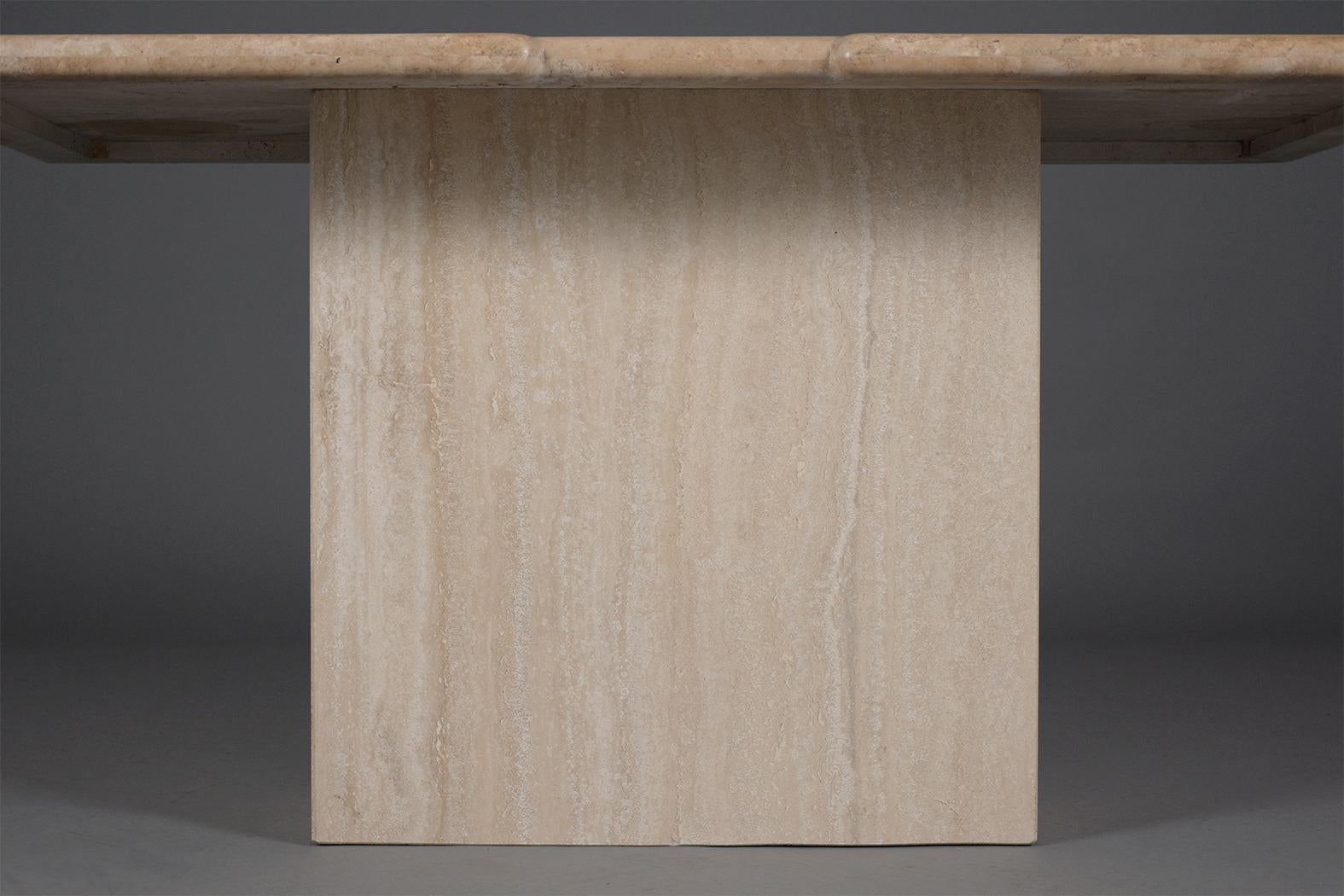 Late 20th Century 1970s Italian Travertine Stone Dining Table - Vintage Elegance For Sale