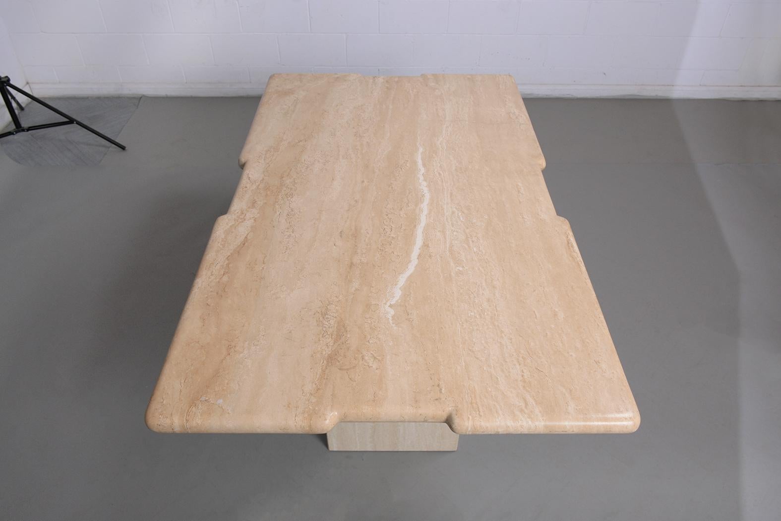 1970s Italian Travertine Stone Dining Table - Vintage Elegance For Sale 2