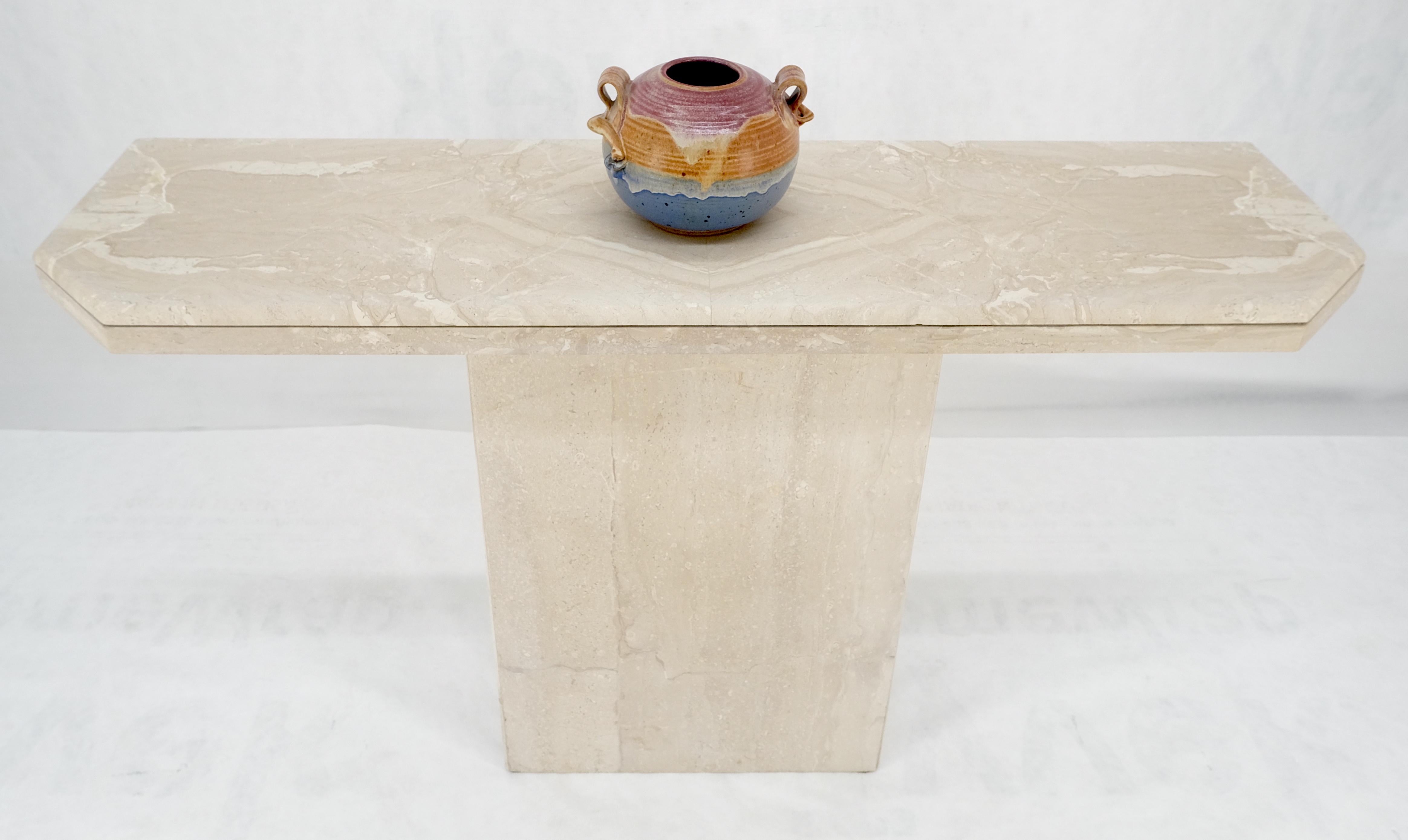 20th Century Travertine Stone Marble Italian Mid Century c1970s Console Sofa Table MINT For Sale