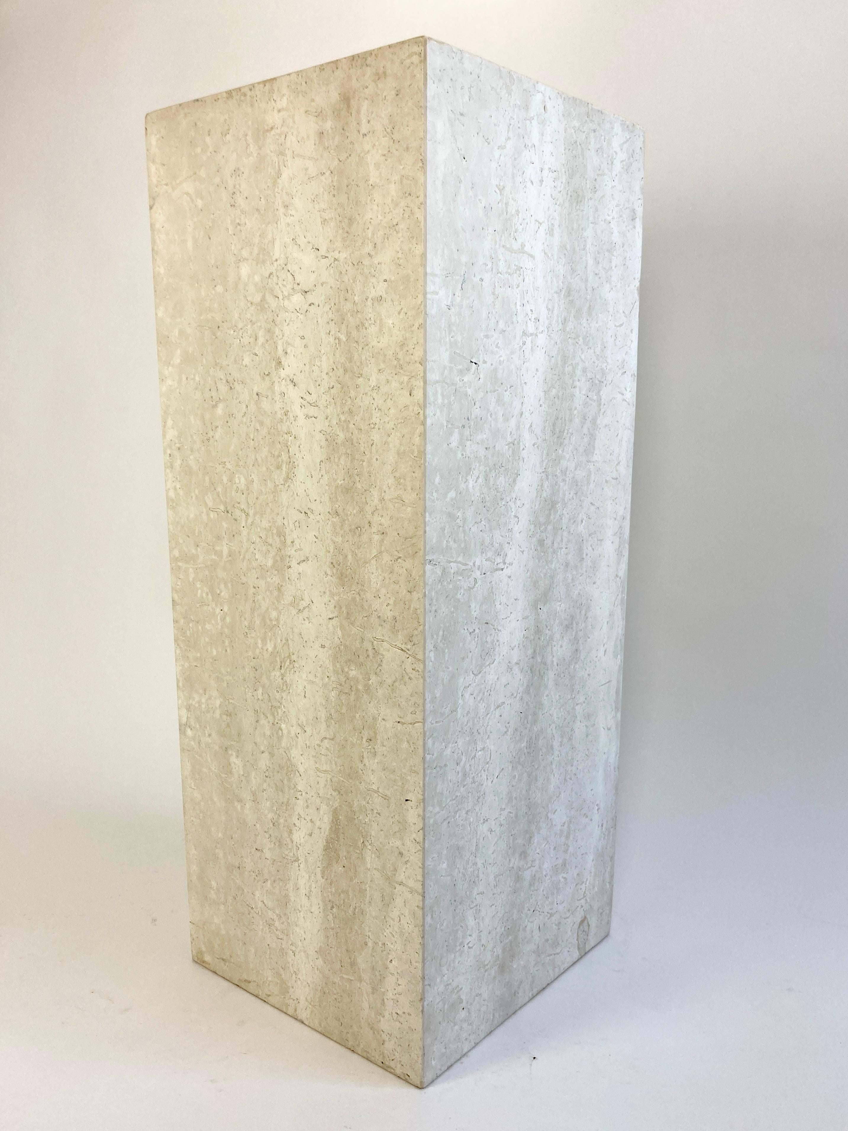 Travertine Stone Plinth / Pillar / Plant Stand In Good Condition In Bristol, GB