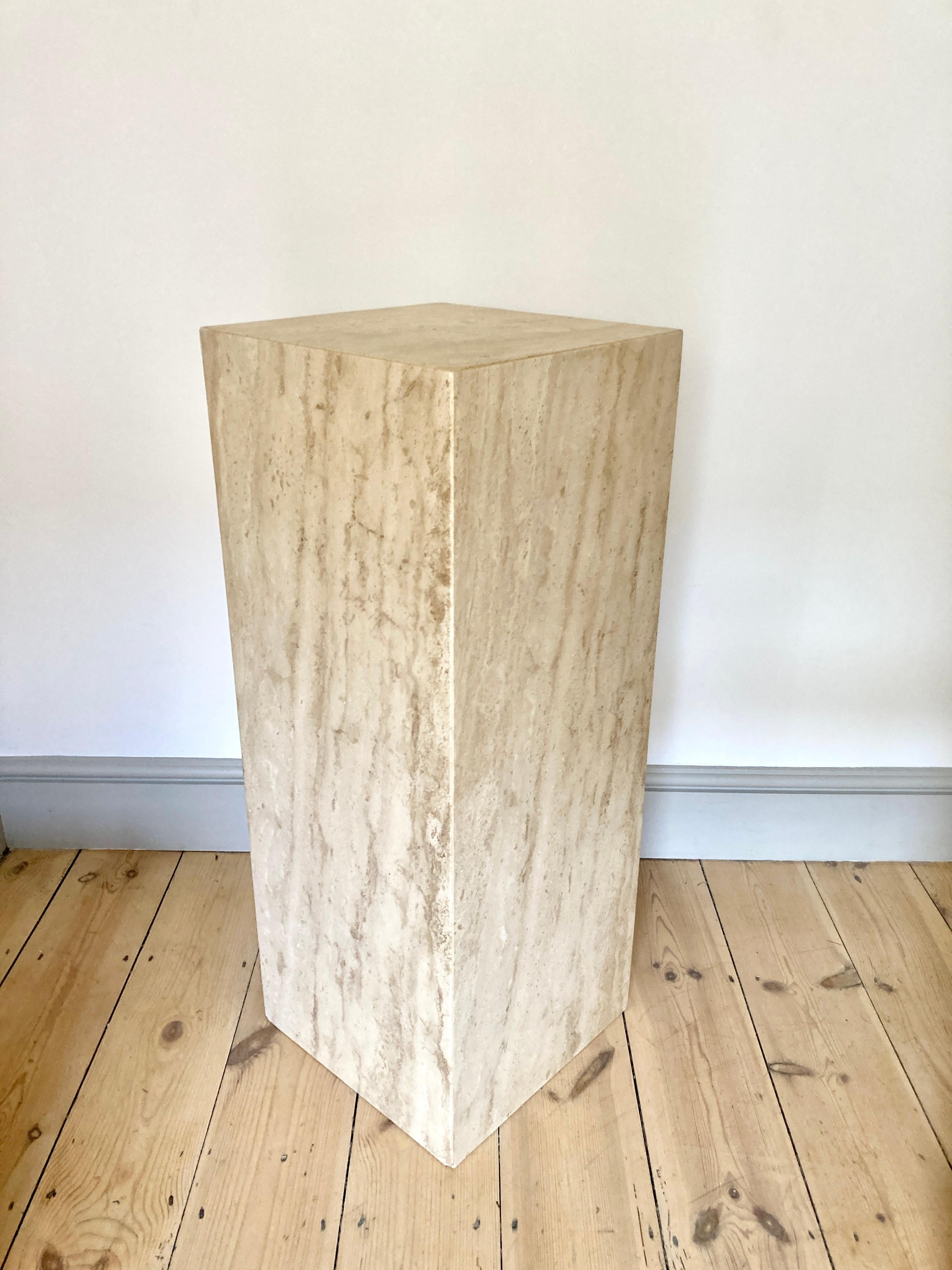 Travertine Stone Plinth / Pillar / Plant Stand In Good Condition In Bristol, GB