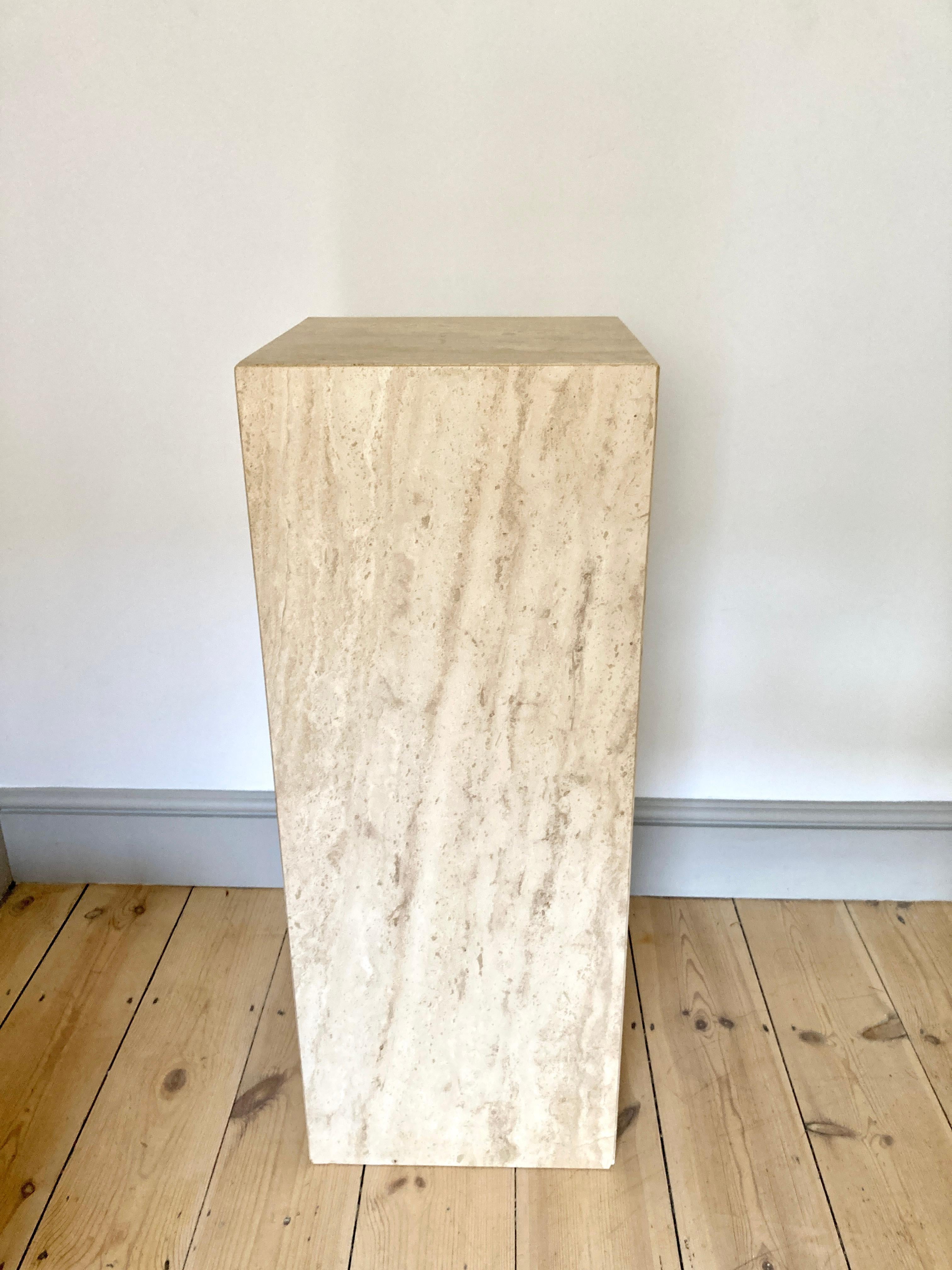 20th Century Travertine Stone Plinth / Pillar / Plant Stand