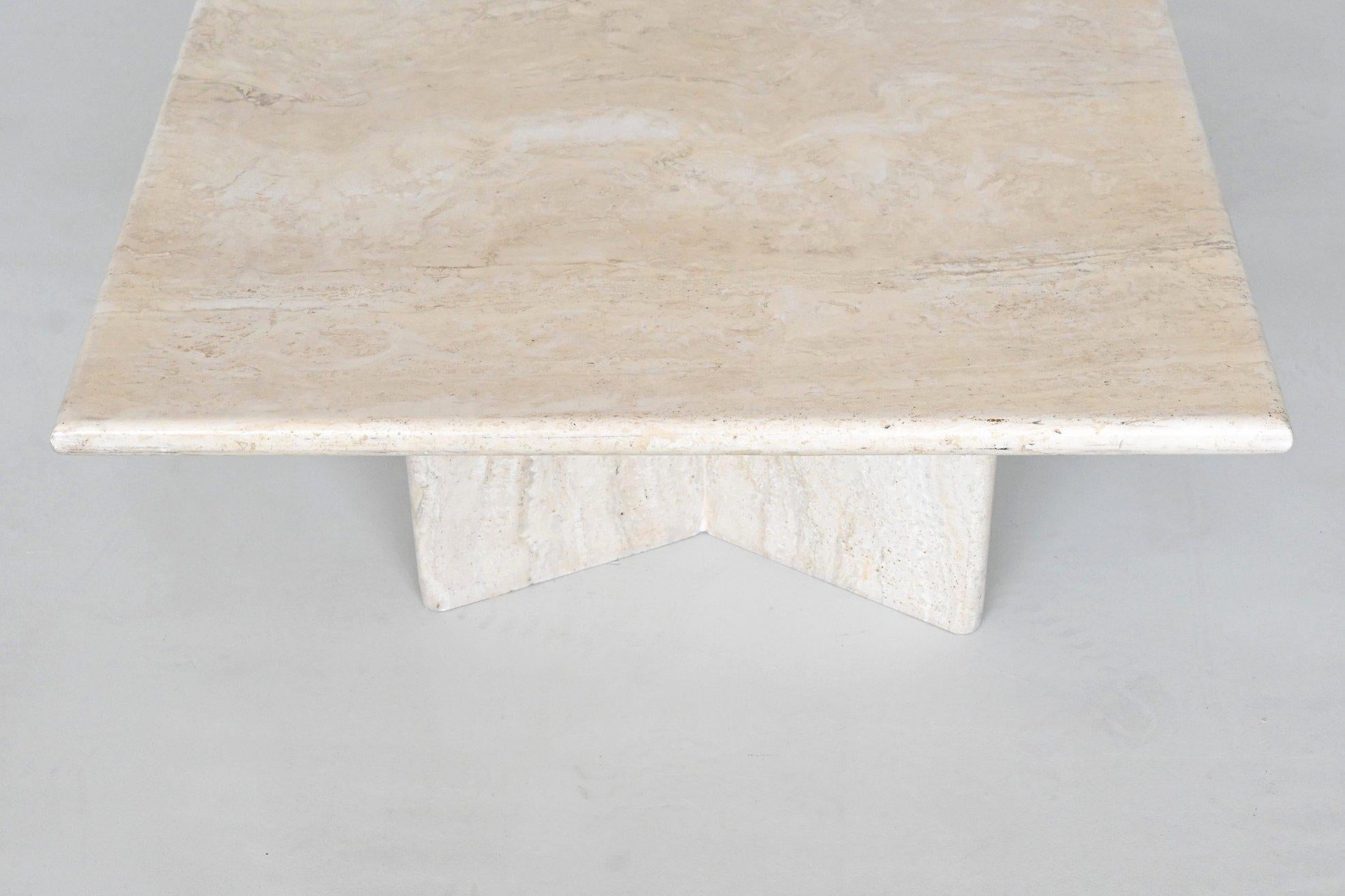 Travertine stone square shaped coffee table mid-century Italy 1970 6