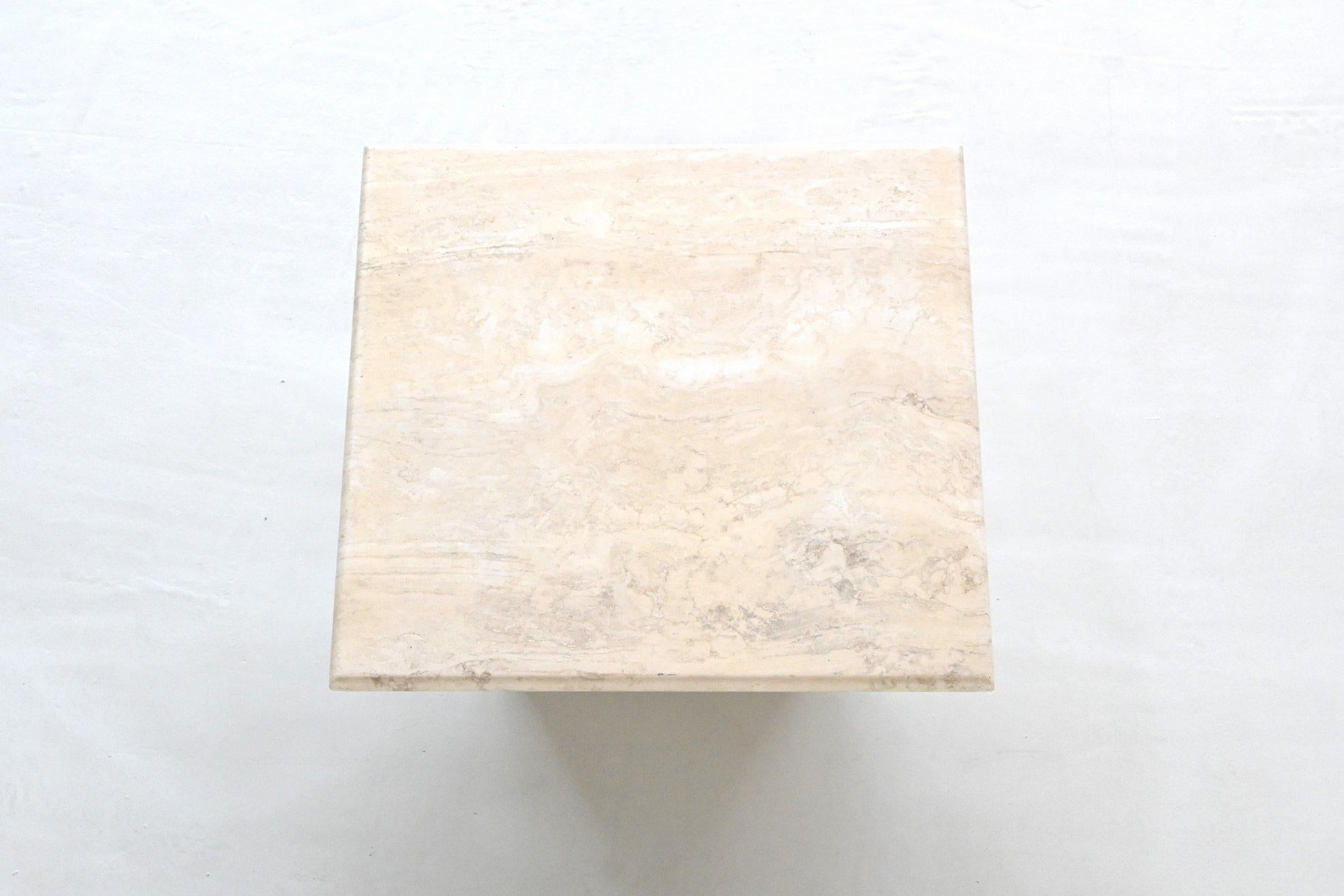 Travertine stone square shaped coffee table mid-century Italy 1970 7