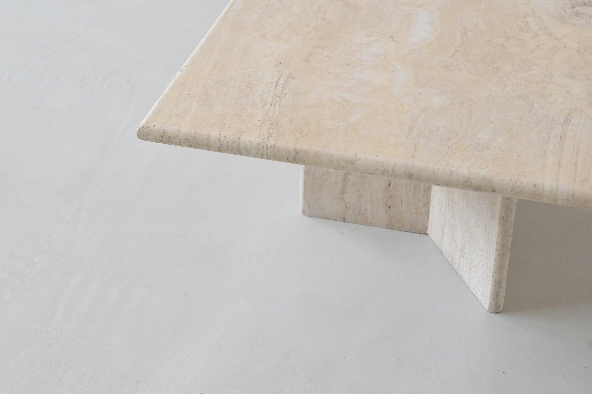 Late 20th Century Travertine stone square shaped coffee table mid-century Italy 1970