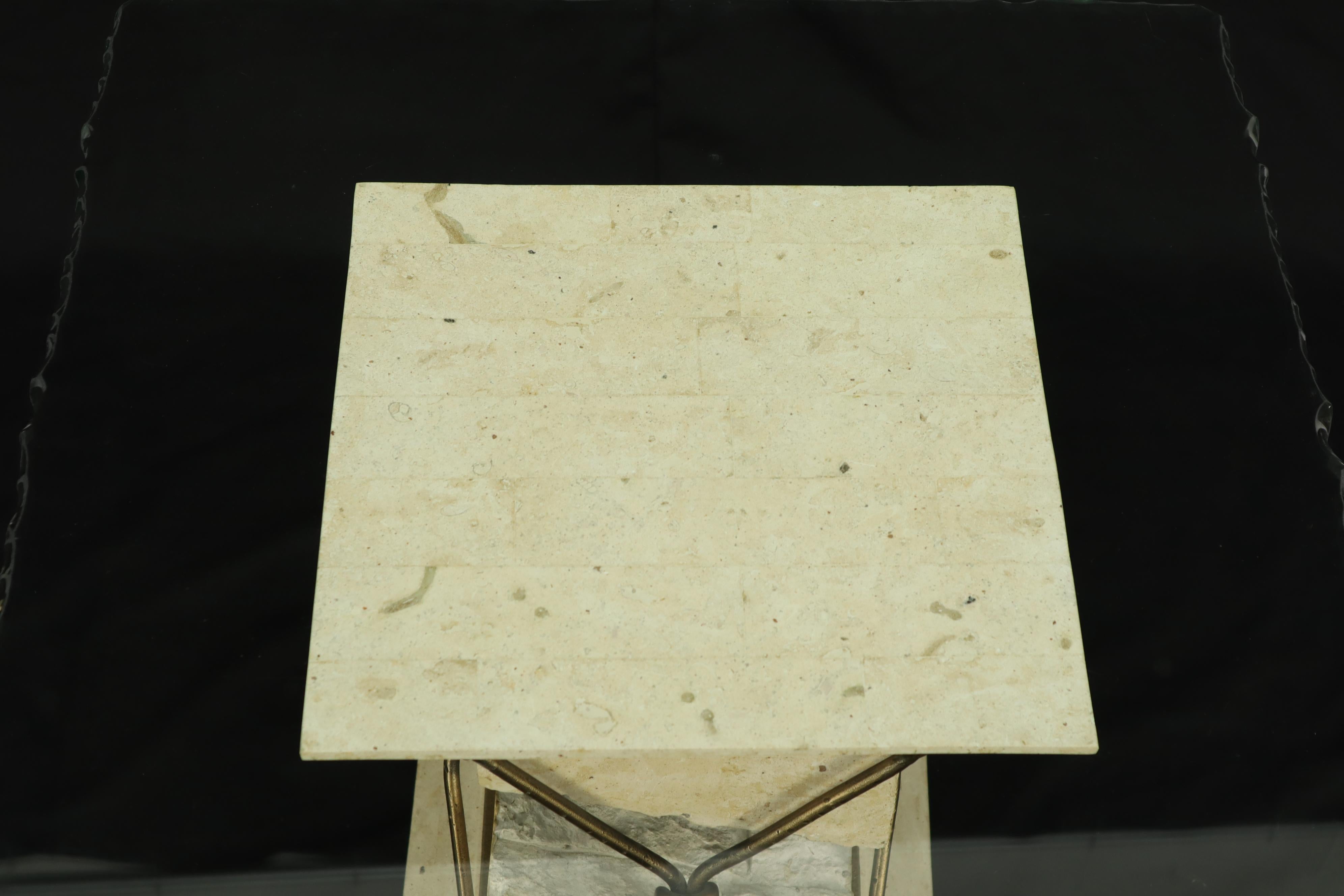 stone side table with glass top