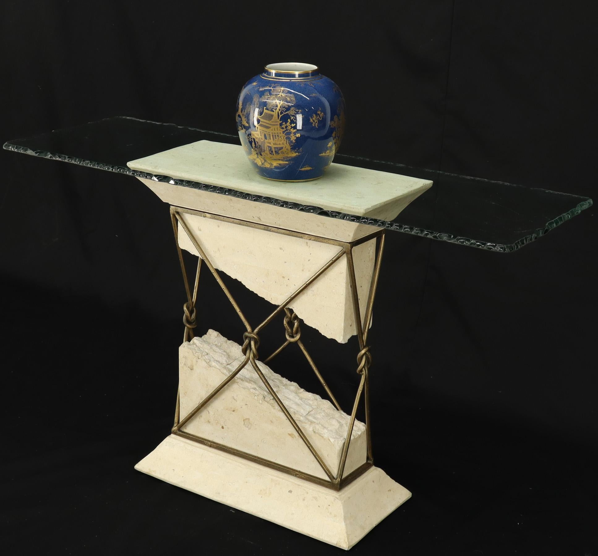 stone and glass console table