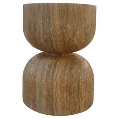 Travertine Stool in Italian Travertino Tobacco, “Twin” by Giansanti Home