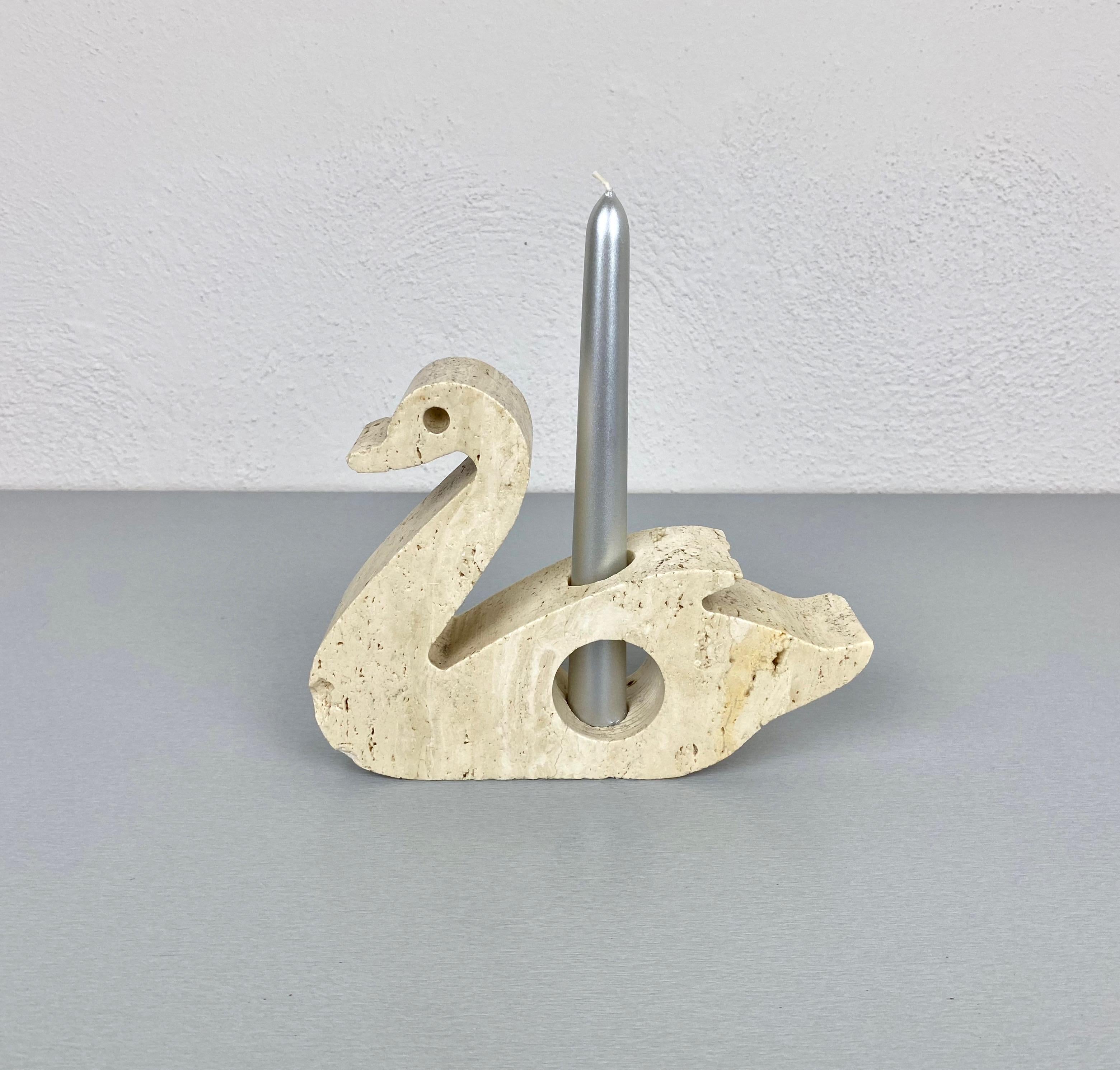 Italian Travertine Swan Candle Holder by  Fratelli Mannelli Italy 1970s For Sale